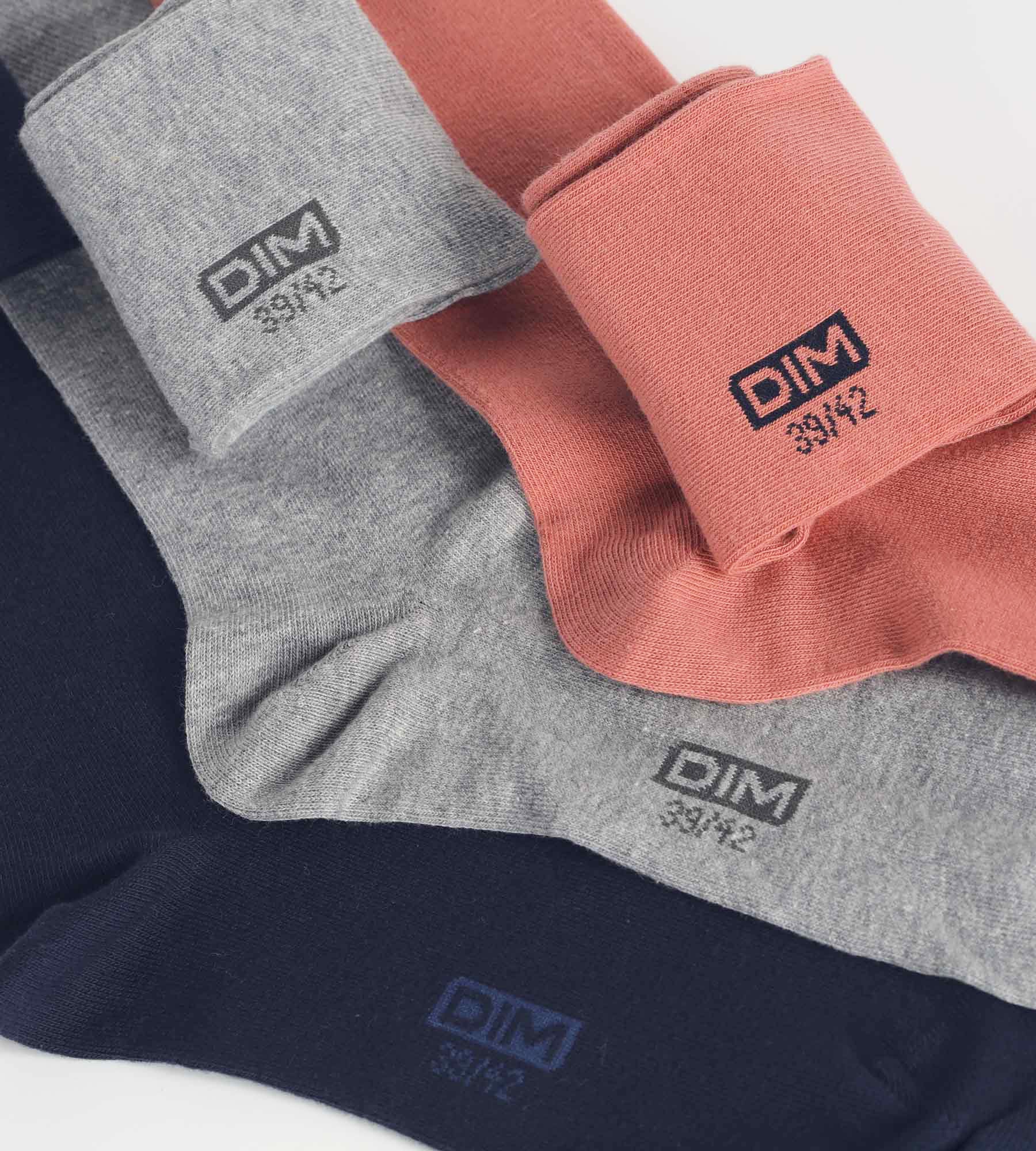 DIM Pack of 3 Pairs of Men's Cotton Socks Navy Pink Dim