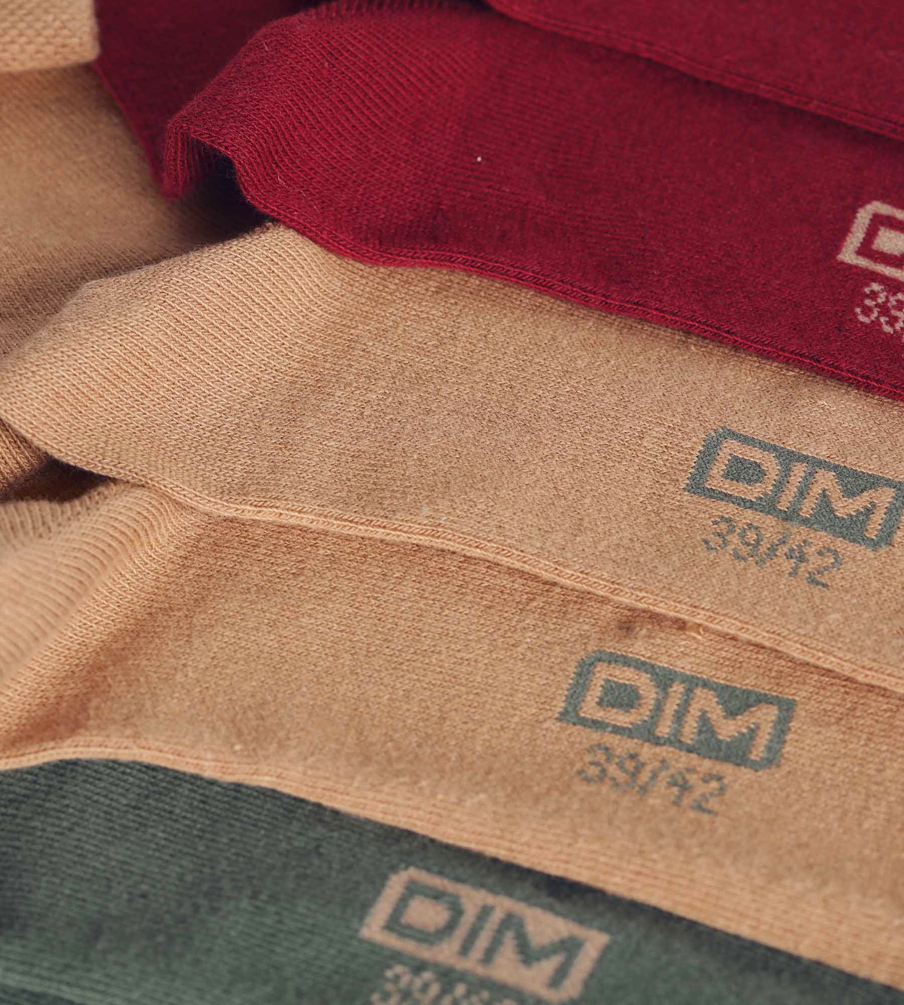 DIM Pack of 3 Pairs of Red Khaki Cotton Men's Socks Dim