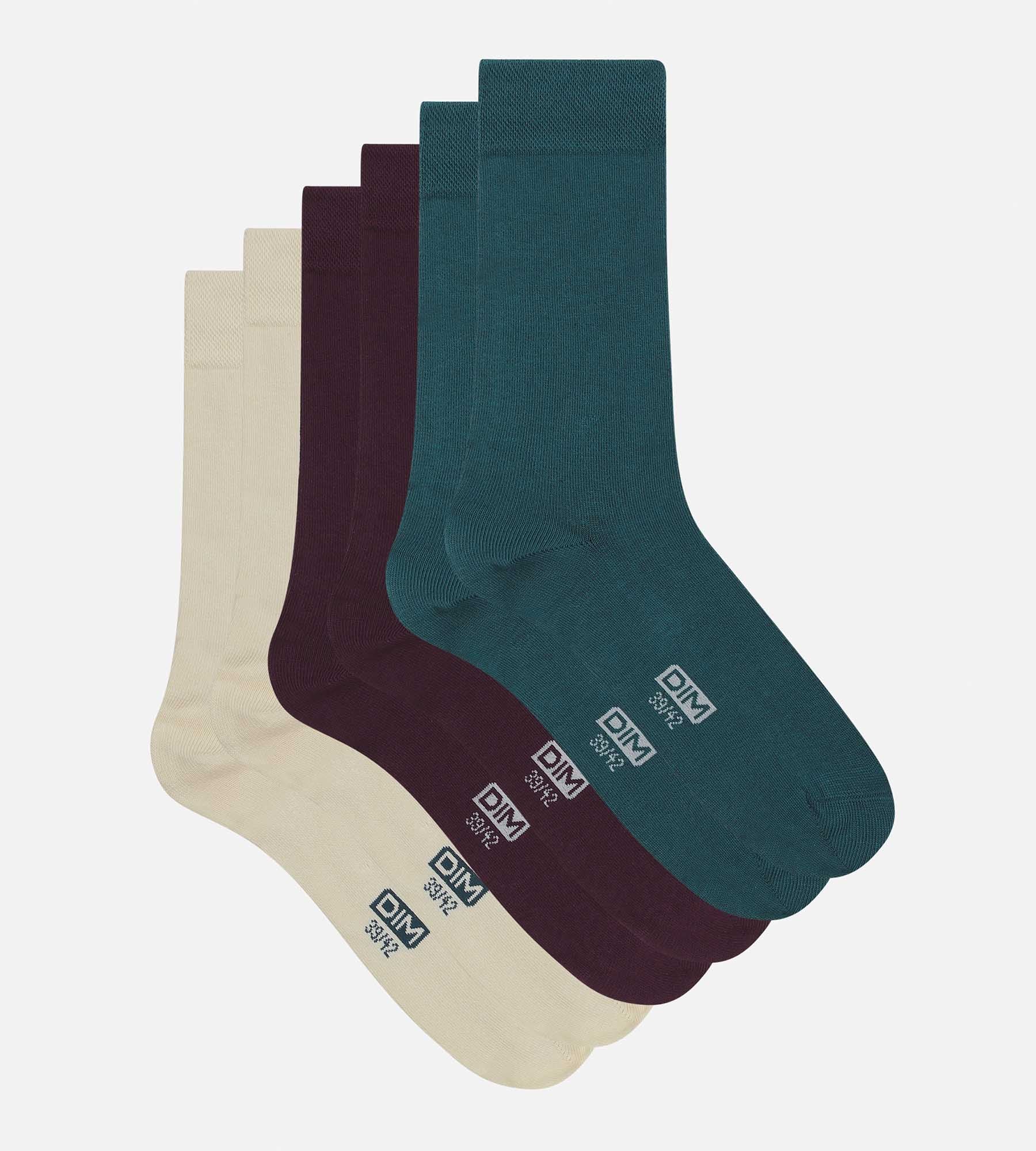 DIM Pack of 3 Pairs of Men's Socks Blue Violet Cotton