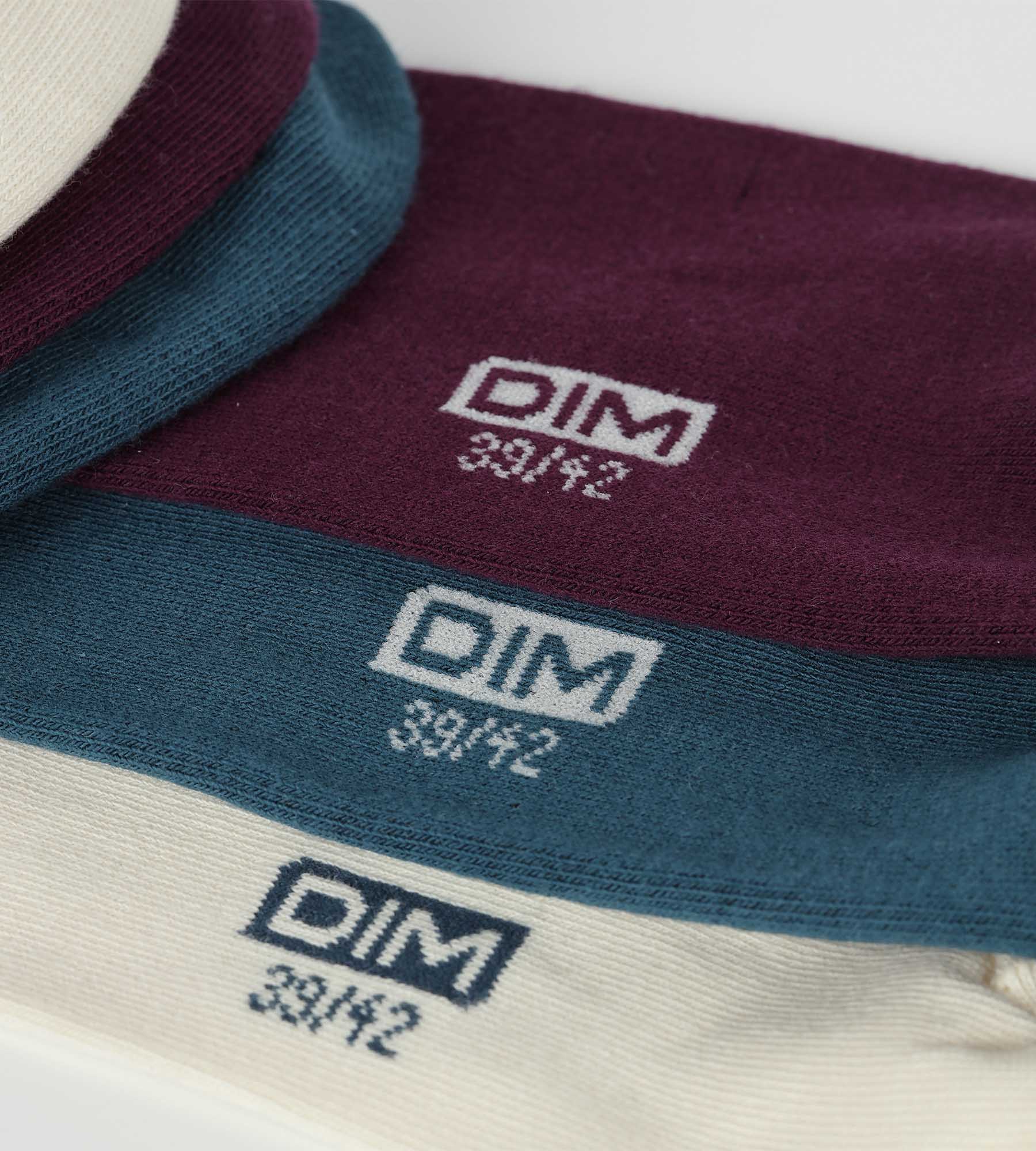 DIM Pack of 3 Pairs of Men's Socks Blue Violet Cotton