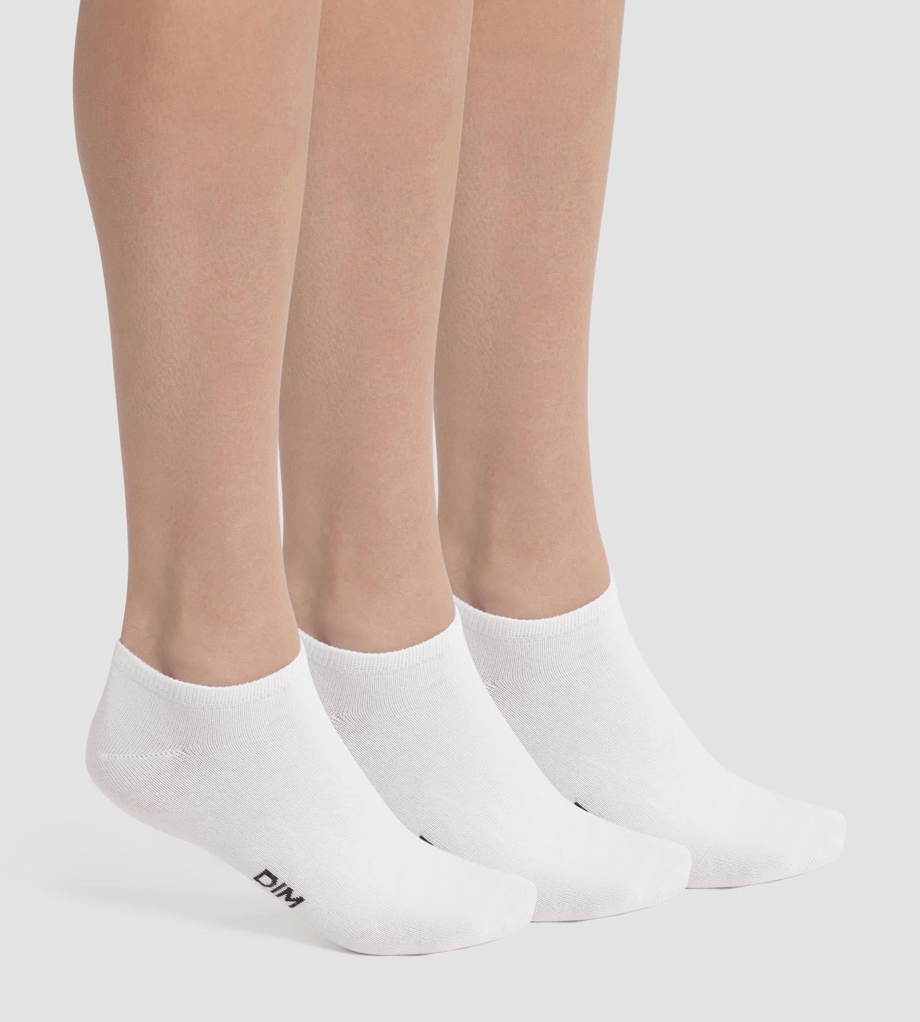 DIM Pack of 3 Women's Short Socks White Dim Cotton