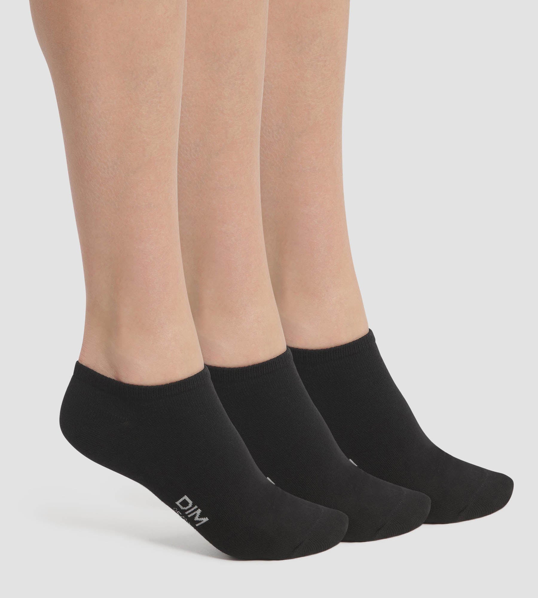 DIM Pack of 3 Women's Short Socks Black Dim Cotton