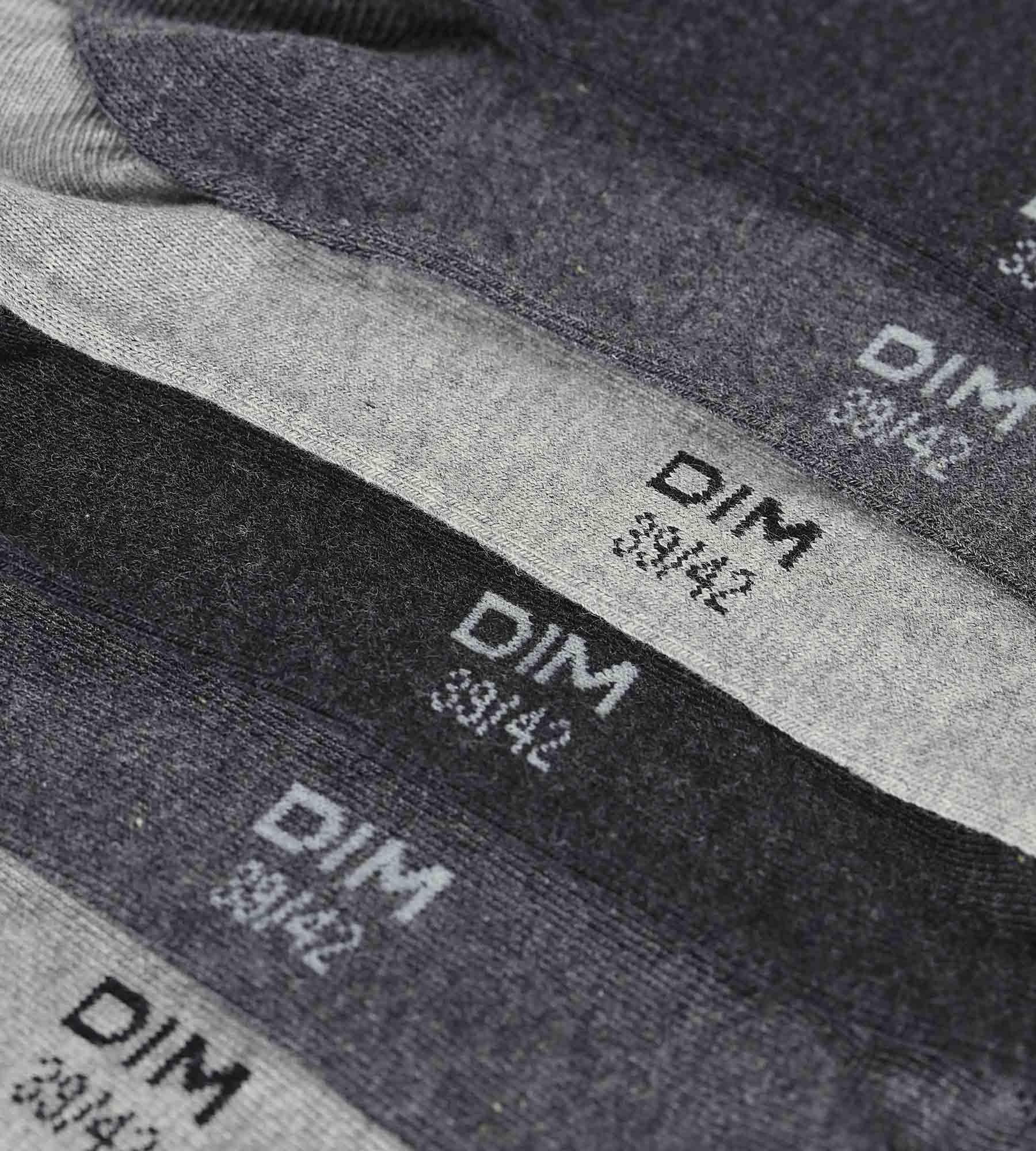 DIM Pack of 3 Women's Anthracite Grey Short Socks Dim Cotton