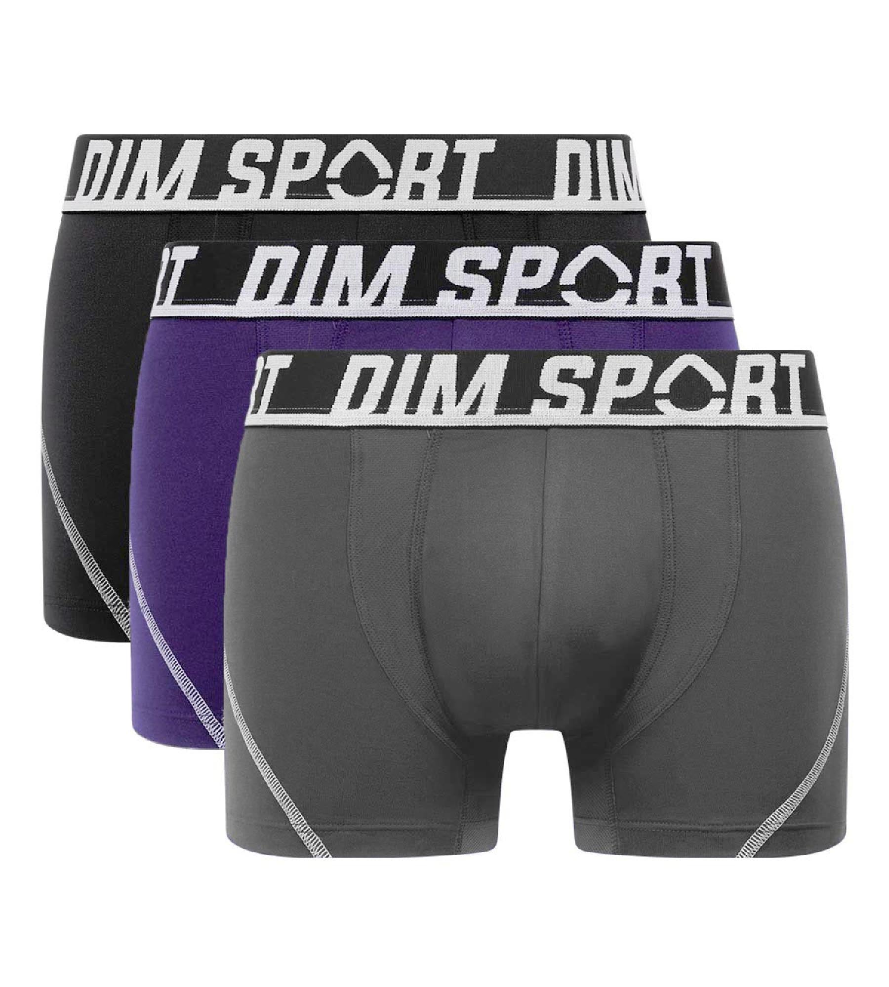 DIM Pack of 3 men's Purple Dim Sport thermo-regulating microfibre boxers