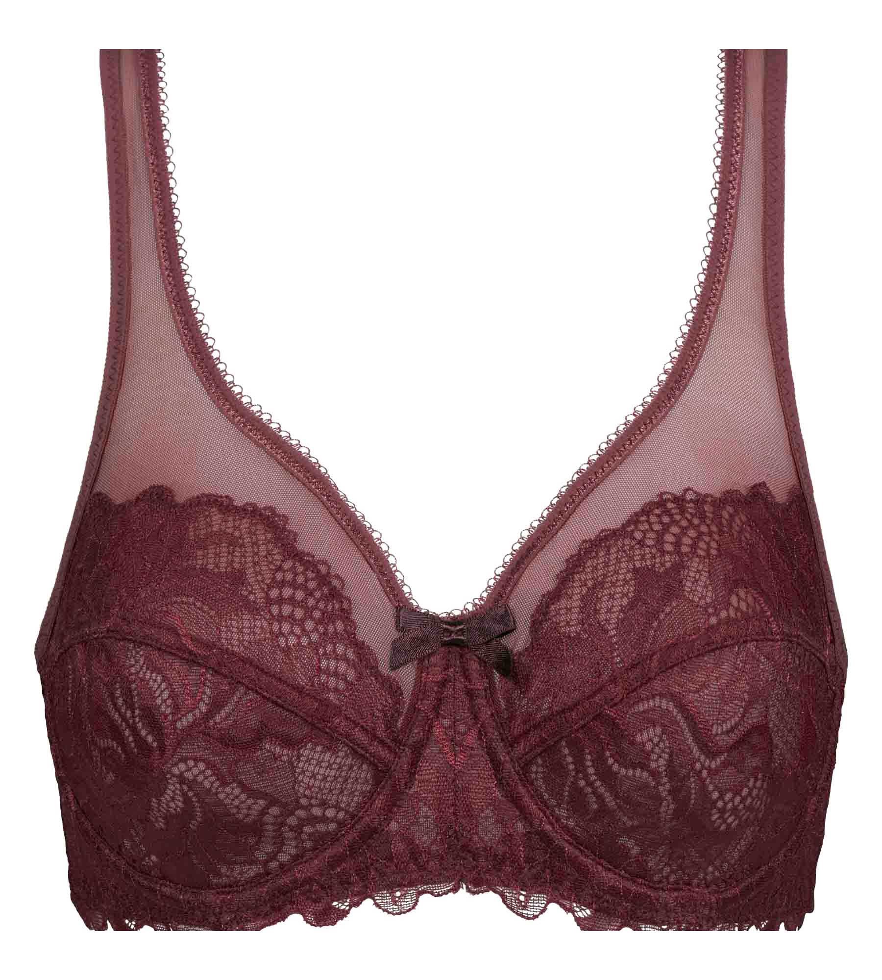 DIM Dark Ruby lace full cup bra Generous Essentiel