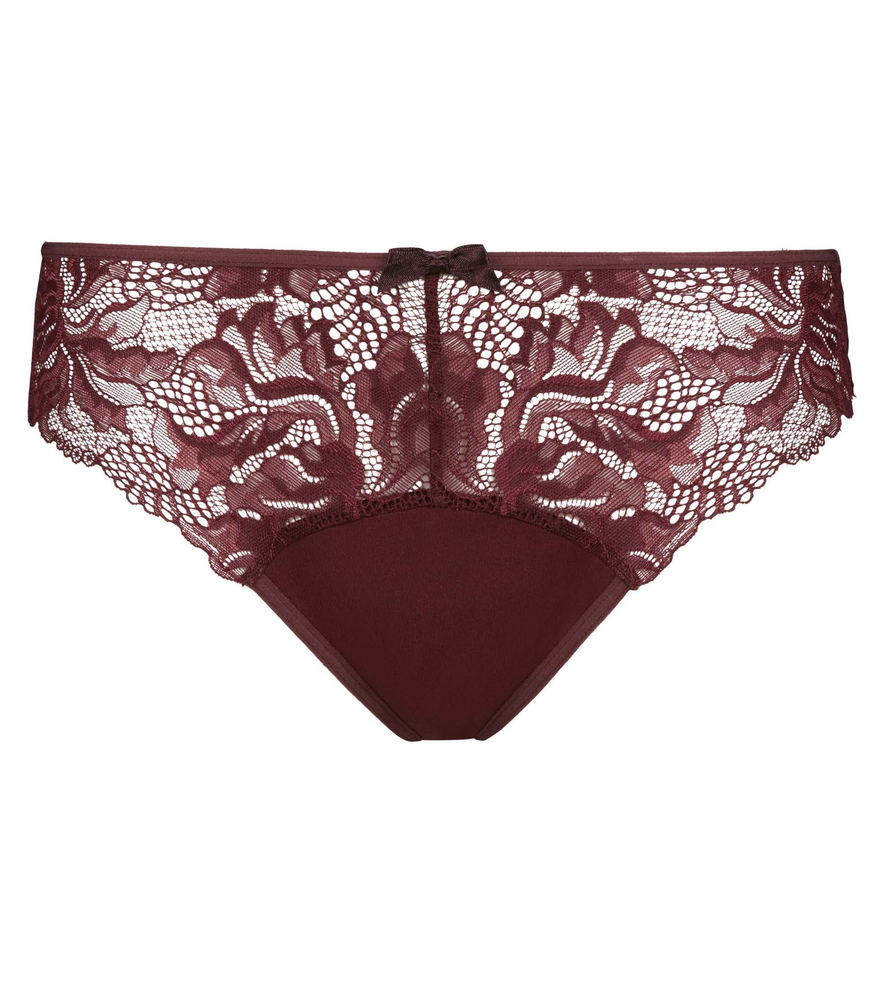 DIM Women's lace and microfibre briefs in Dark Ruby Generous Essentiel
