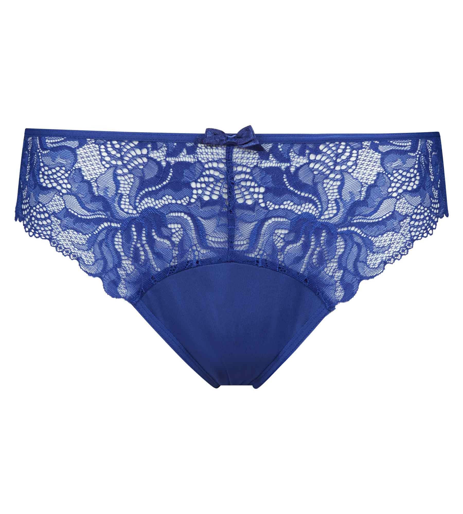 DIM Women's lace and microfibre briefs in Blue Stella Generous Essentiel