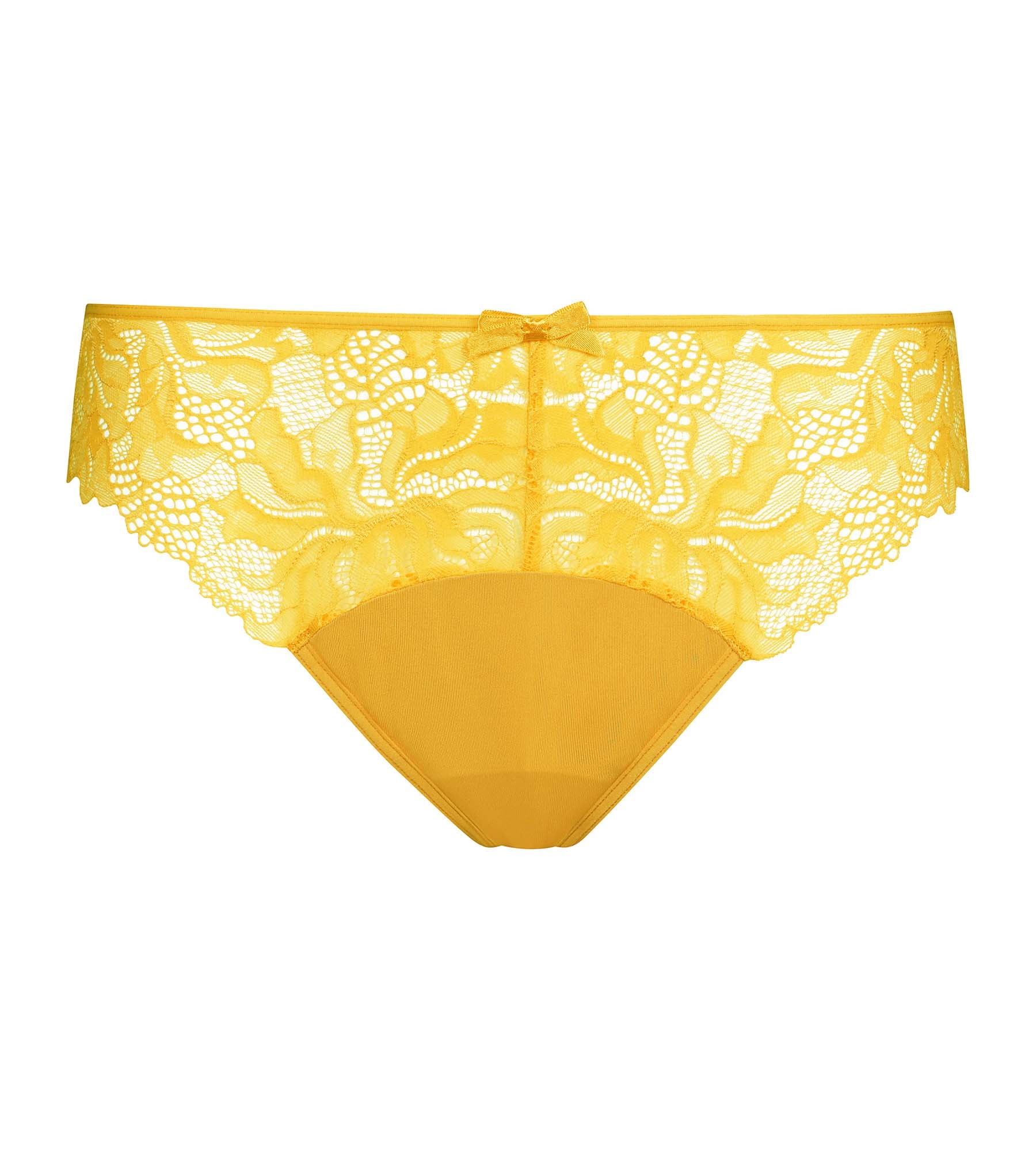 DIM Women's microfiber and lace panties Yellow Dim Generous Essentiel