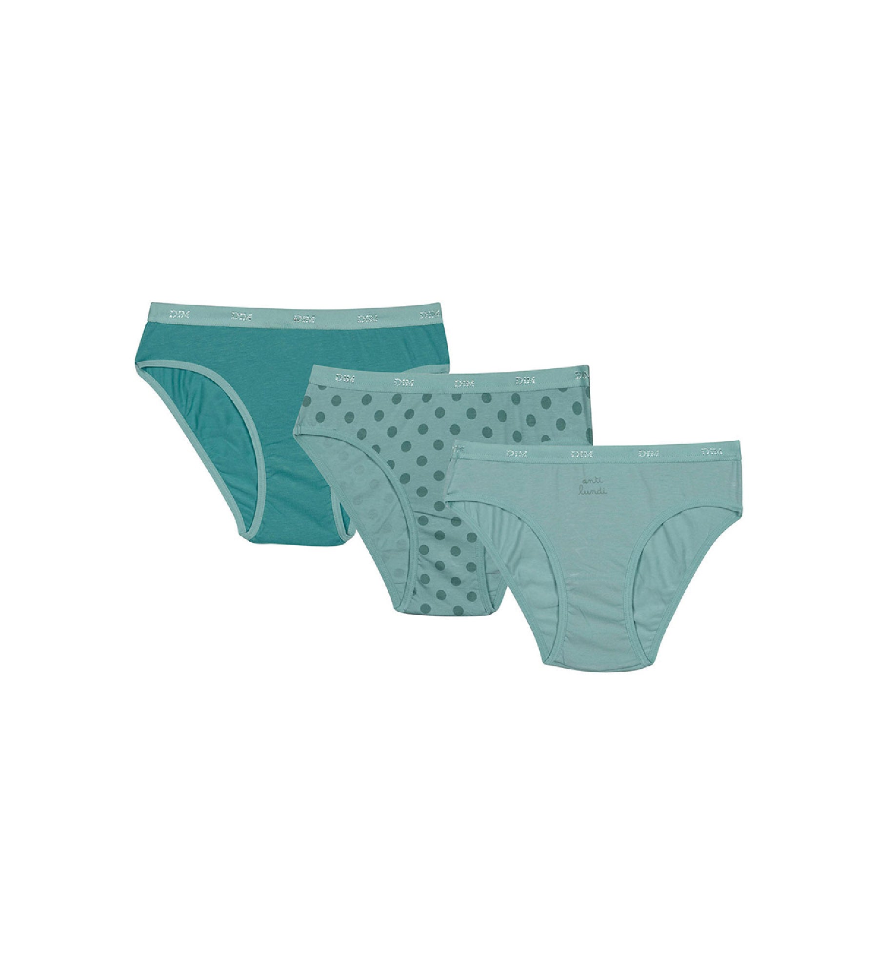 DIM Les Pockets Pack of 3 girls' polka-dot stretch cotton briefs