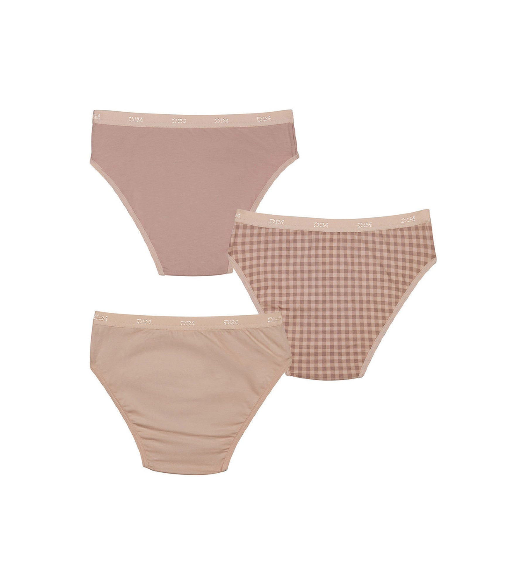 DIM Les Pockets Pack of girl's purple stretch cotton knickers with gingham pattern