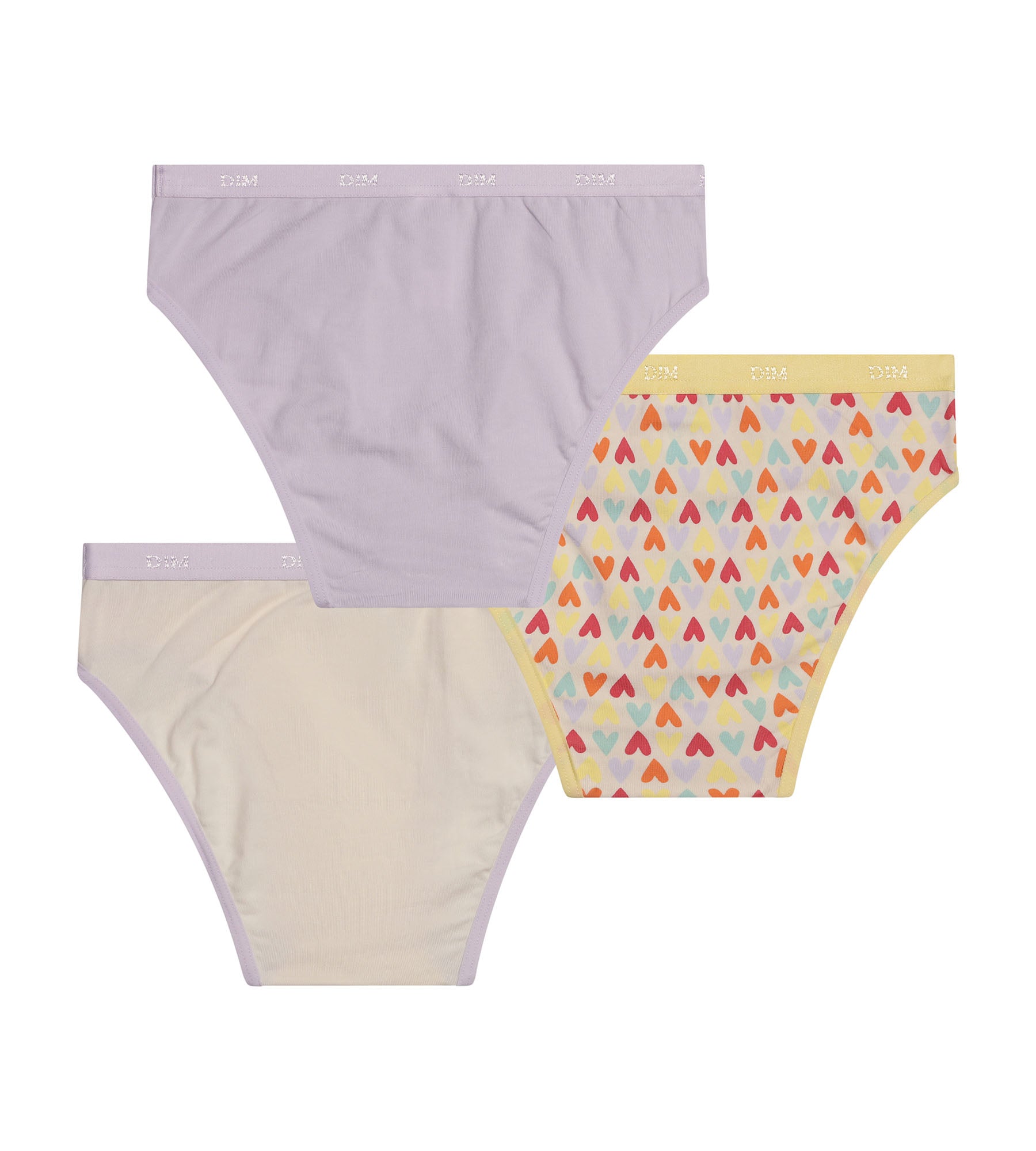 DIM Pack of 3 stretch cotton girl's panties with heart pattern Yellow Les Pockets