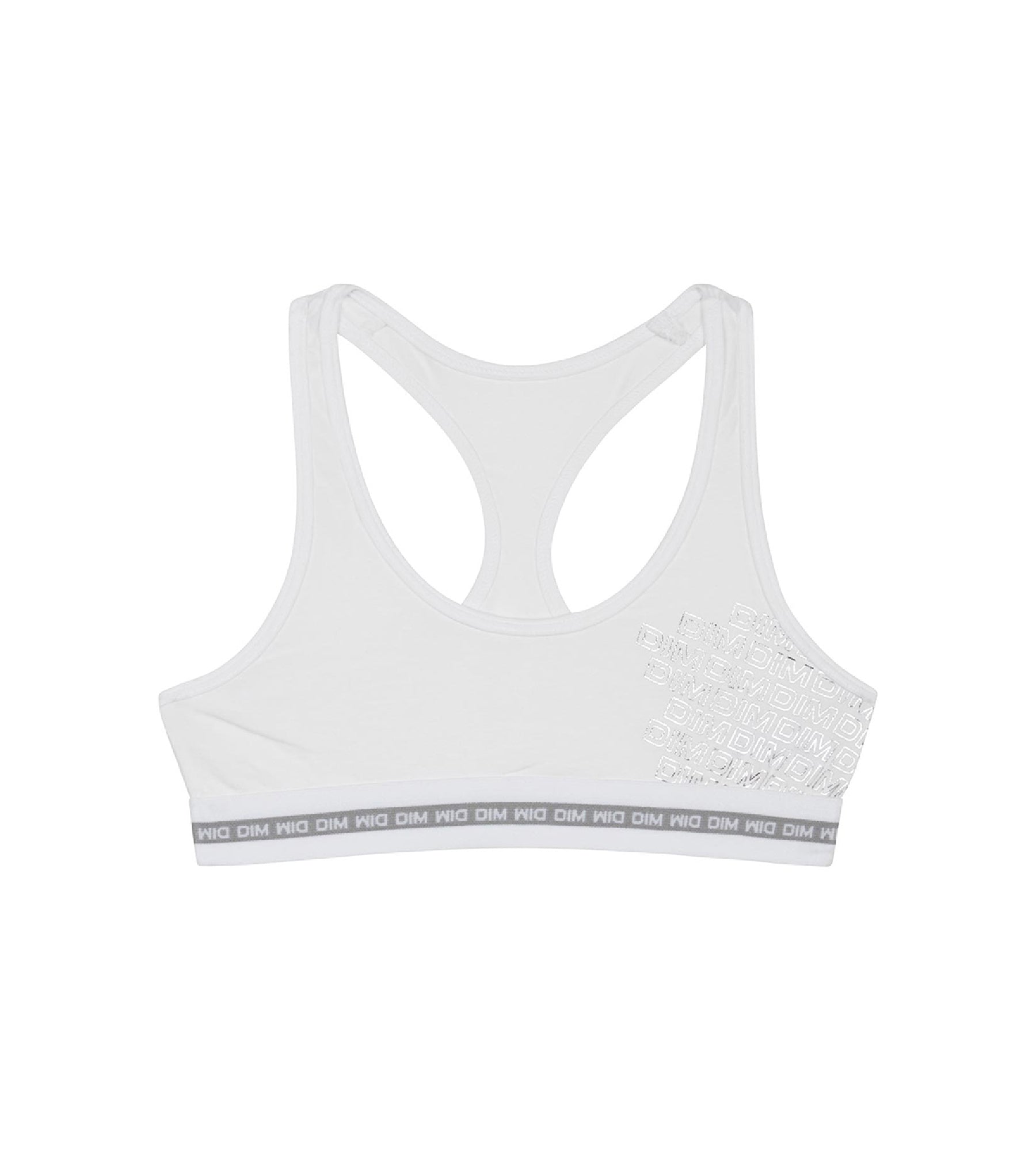DIM Dim Sport Girl's stretch White cotton bra with silver print