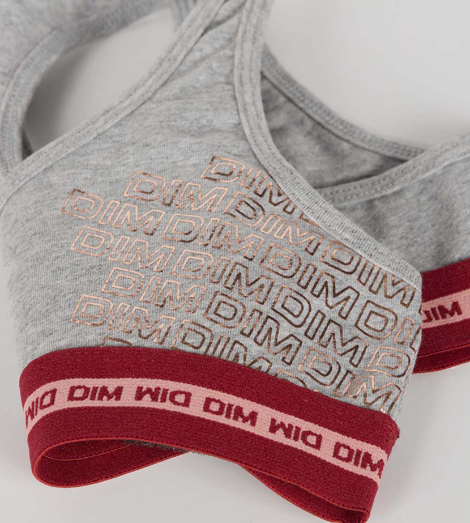 DIM Girls' Grey Dim Sport stretch cotton bra with metallic logo