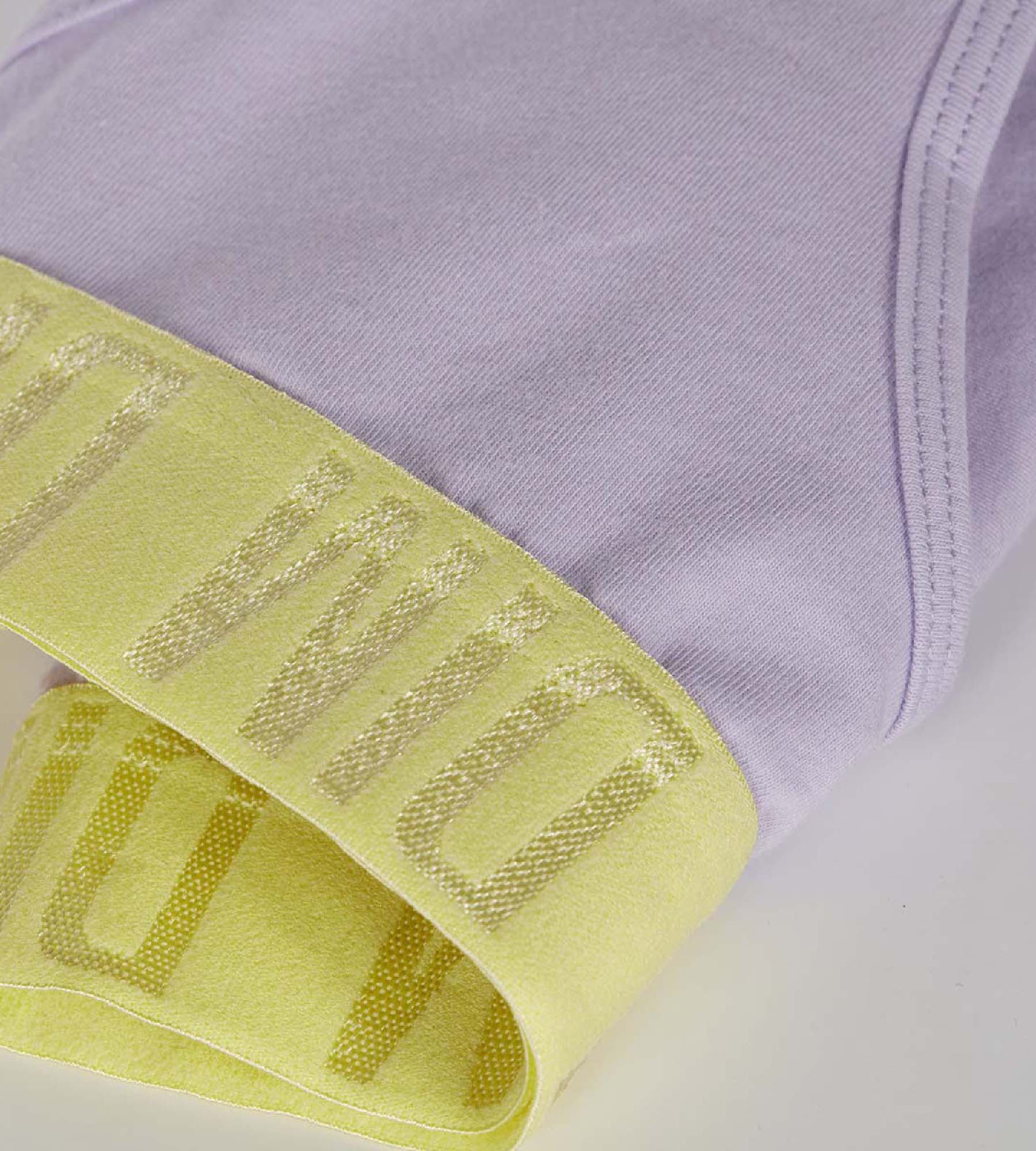DIM Girl's shorty in Lila stretch cotton and Anis belt Dim Sport