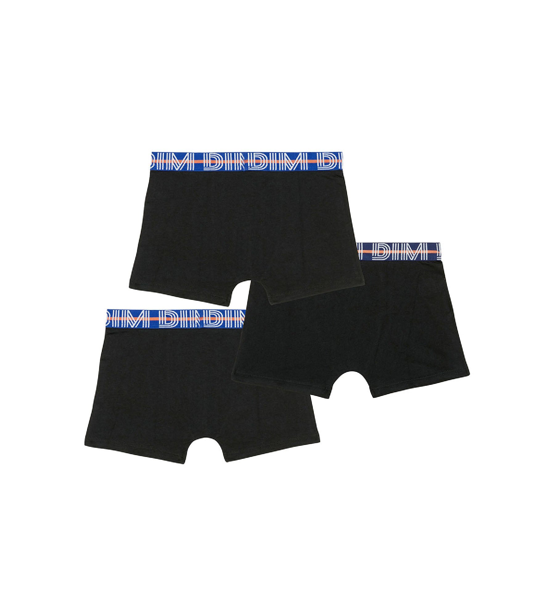 DIM EcoDim Pack of 3 black boy's stretch cotton boxers with contrasting waistband