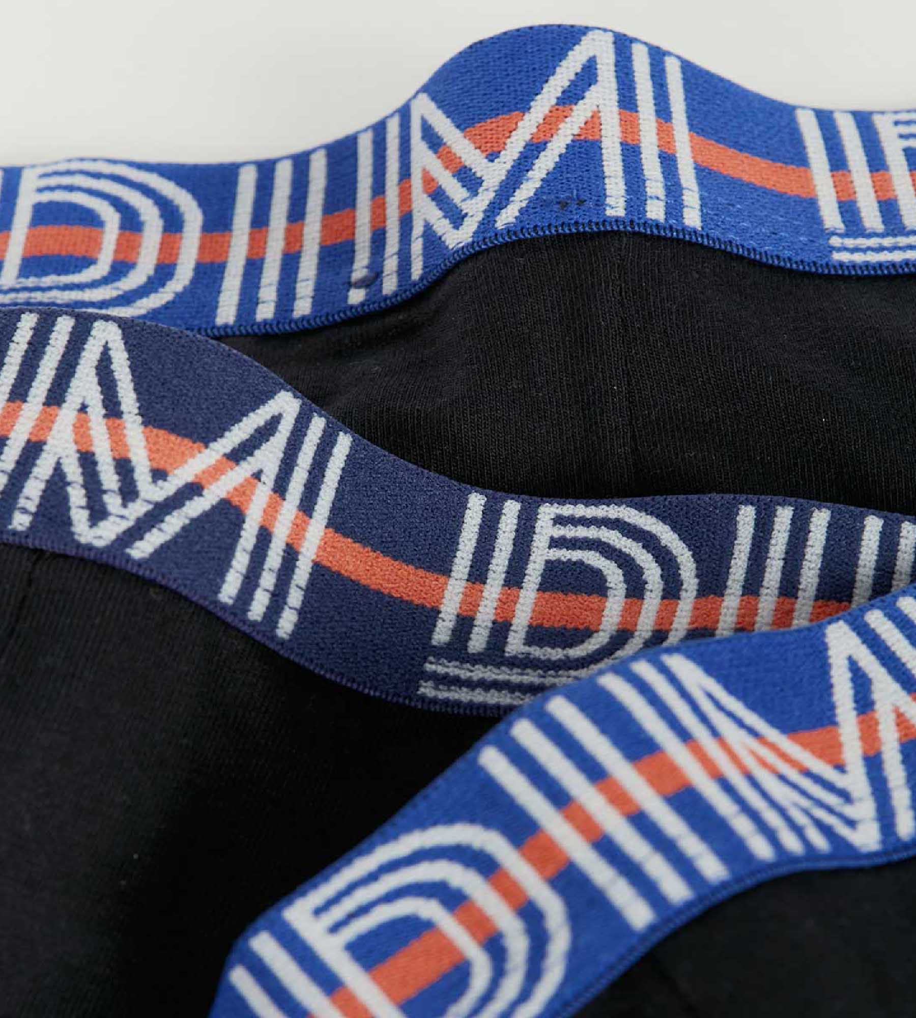 DIM EcoDim Pack of 3 black boy's stretch cotton boxers with contrasting waistband