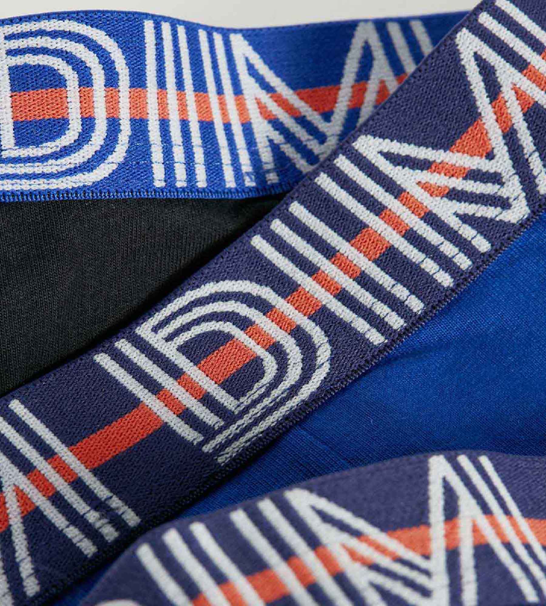 DIM EcoDim Pack of 3 blue boy's stretch cotton boxers with contrasting waistband