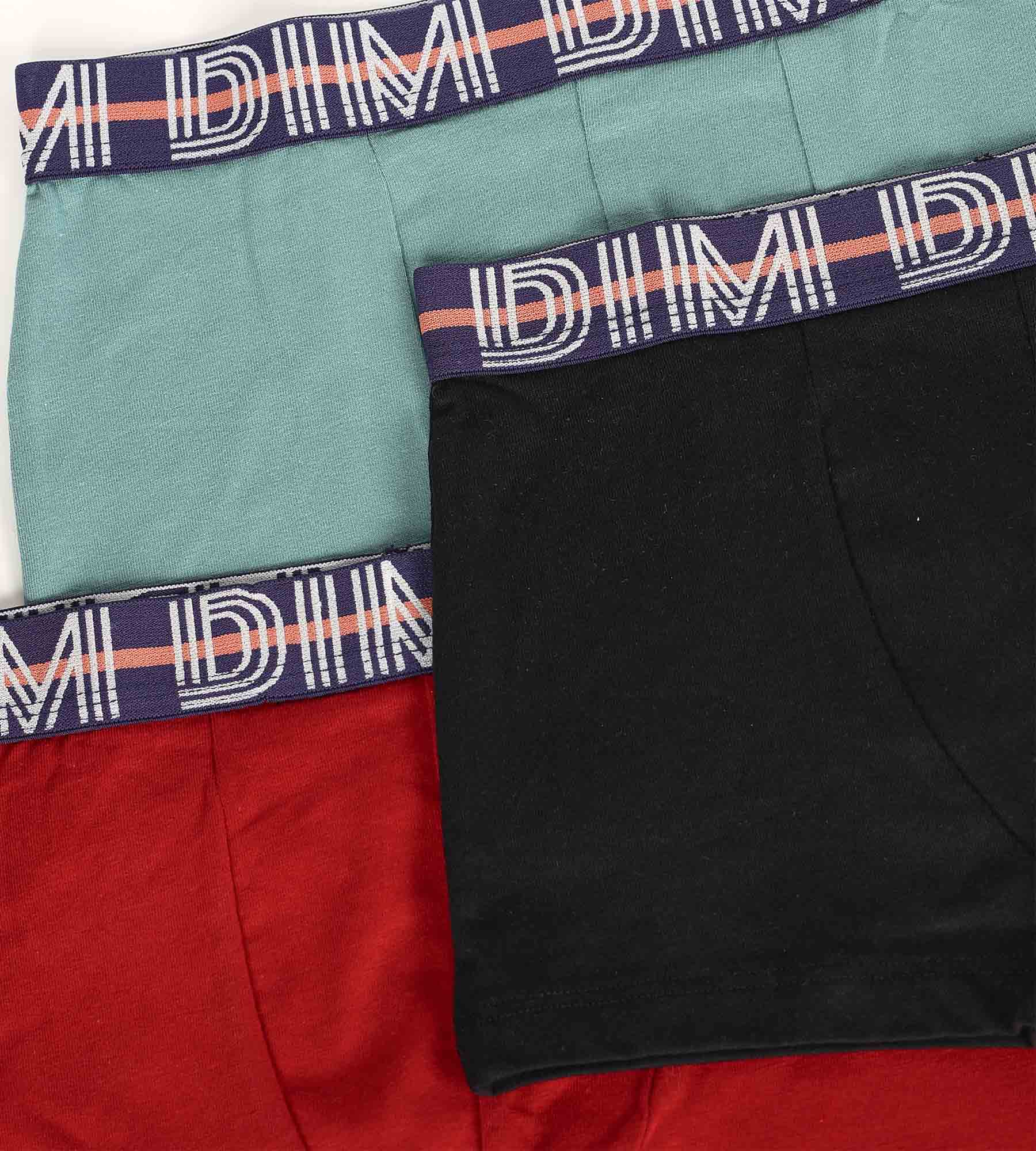 DIM Pack of 3 boy's stretch cotton boxer shorts Red Blue Green EcoDim Classic