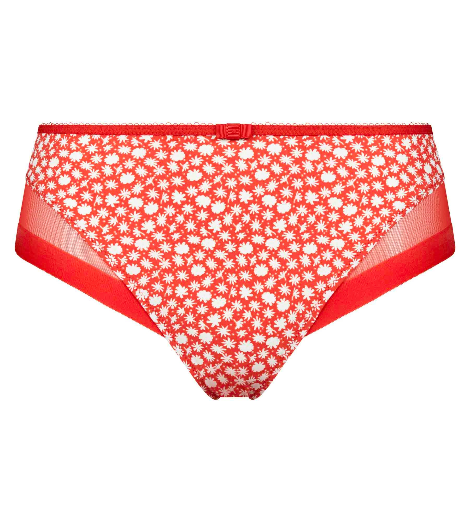 DIM Women's knickers in microfibre and tulle Red with flowers Generous