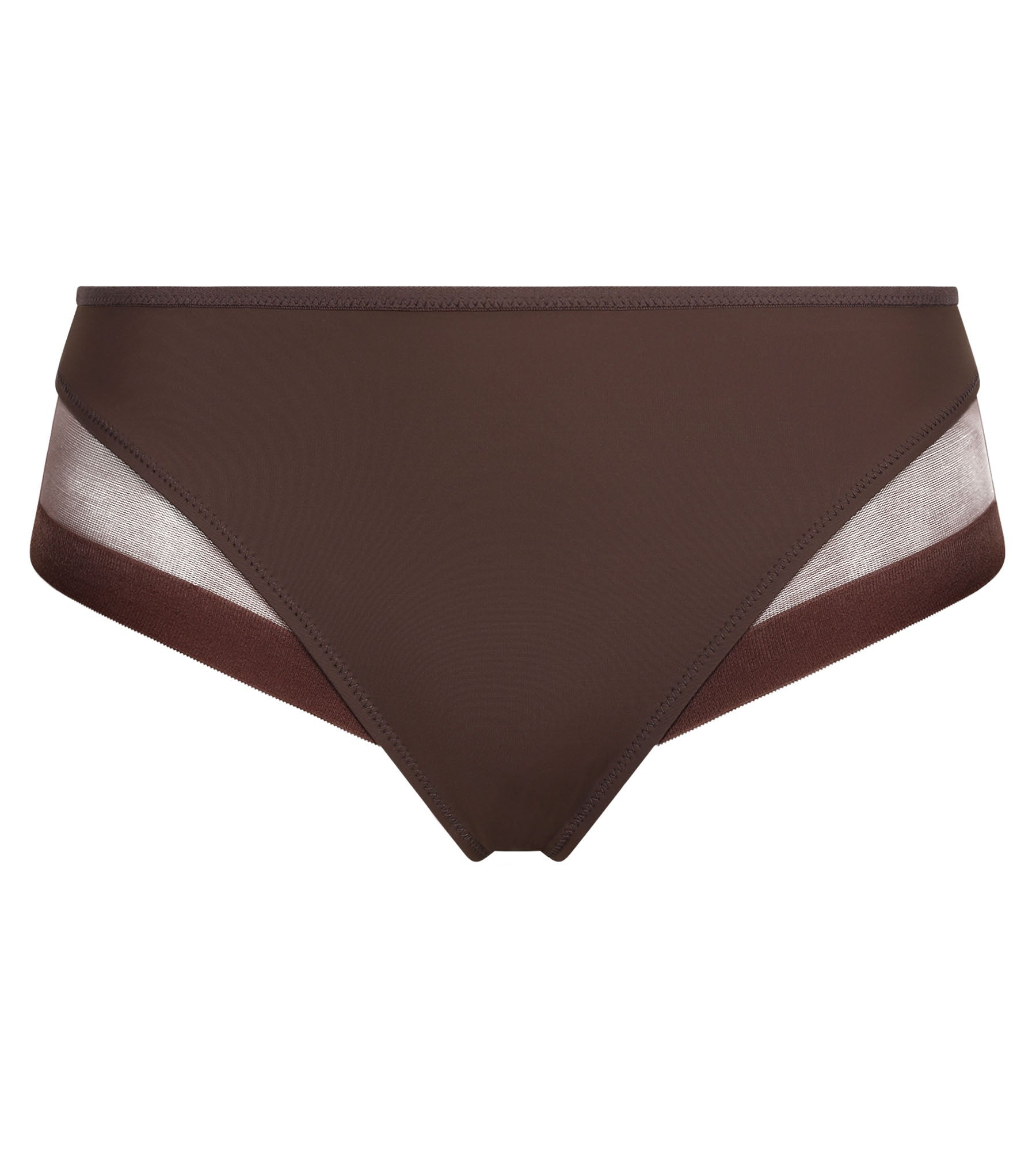 DIM Brown microfibre and tulle midi brief Dim Generous