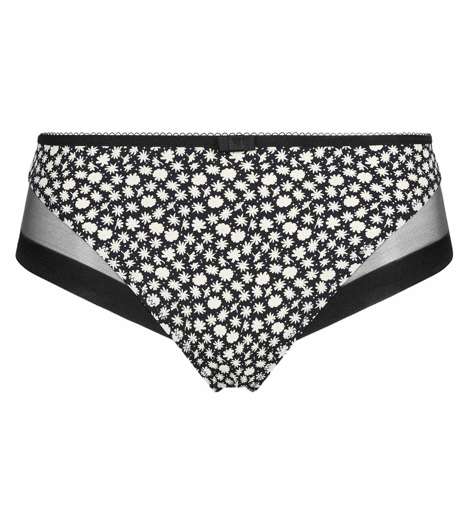 DIM Microfibre and tulle floral midi briefs Black White Dim Generous