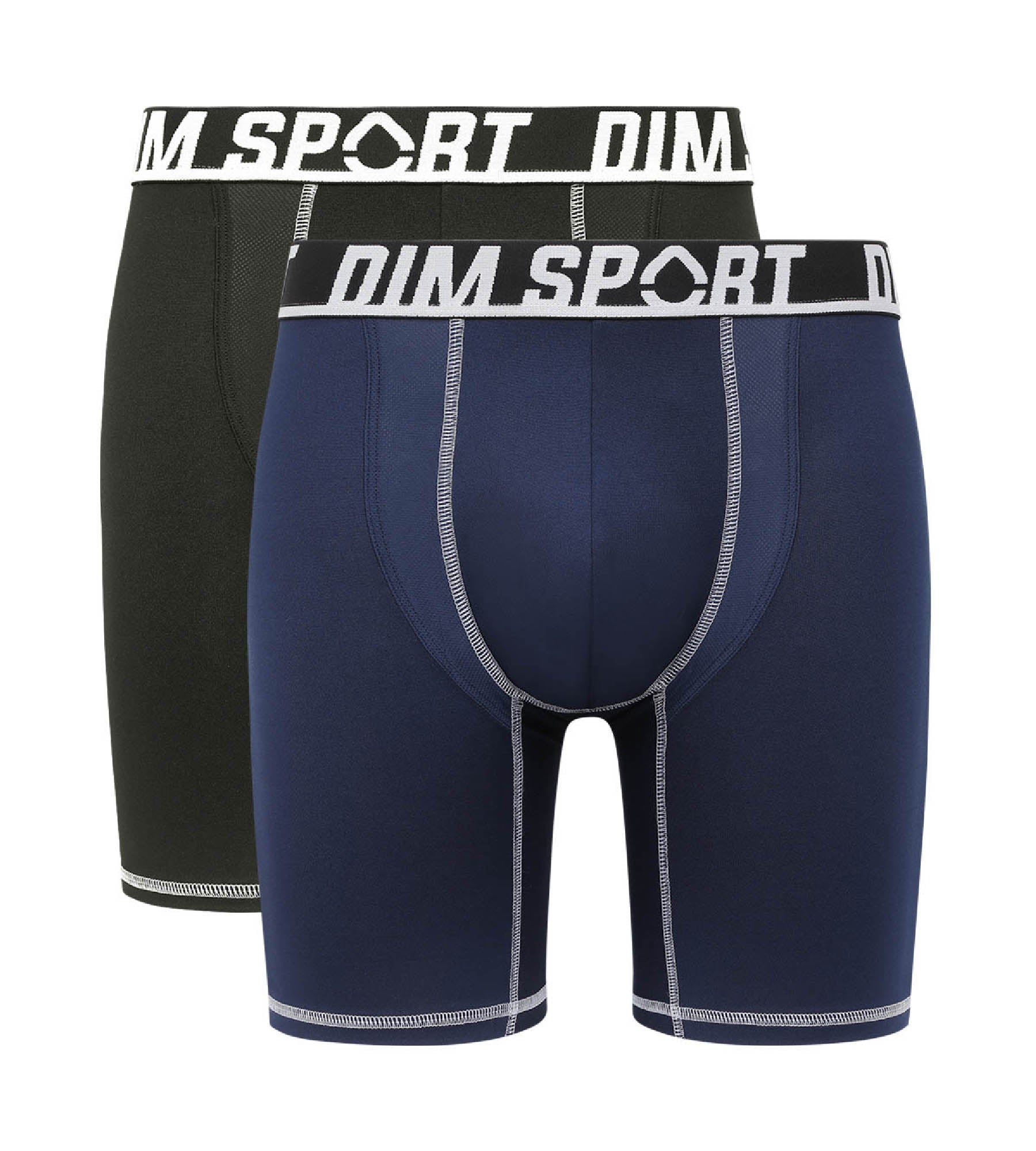 DIM Pack of 2 Grey and Black Dim Sport microfibre thermo-regulating boxers