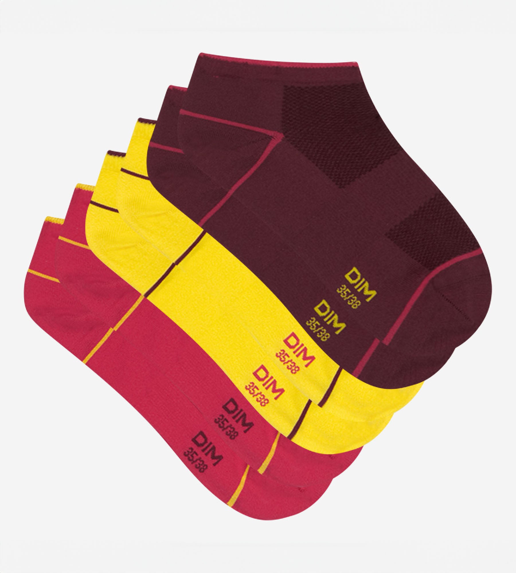 DIM Pack of 3 pairs of light impact short socks Bordeaux Dim Sport