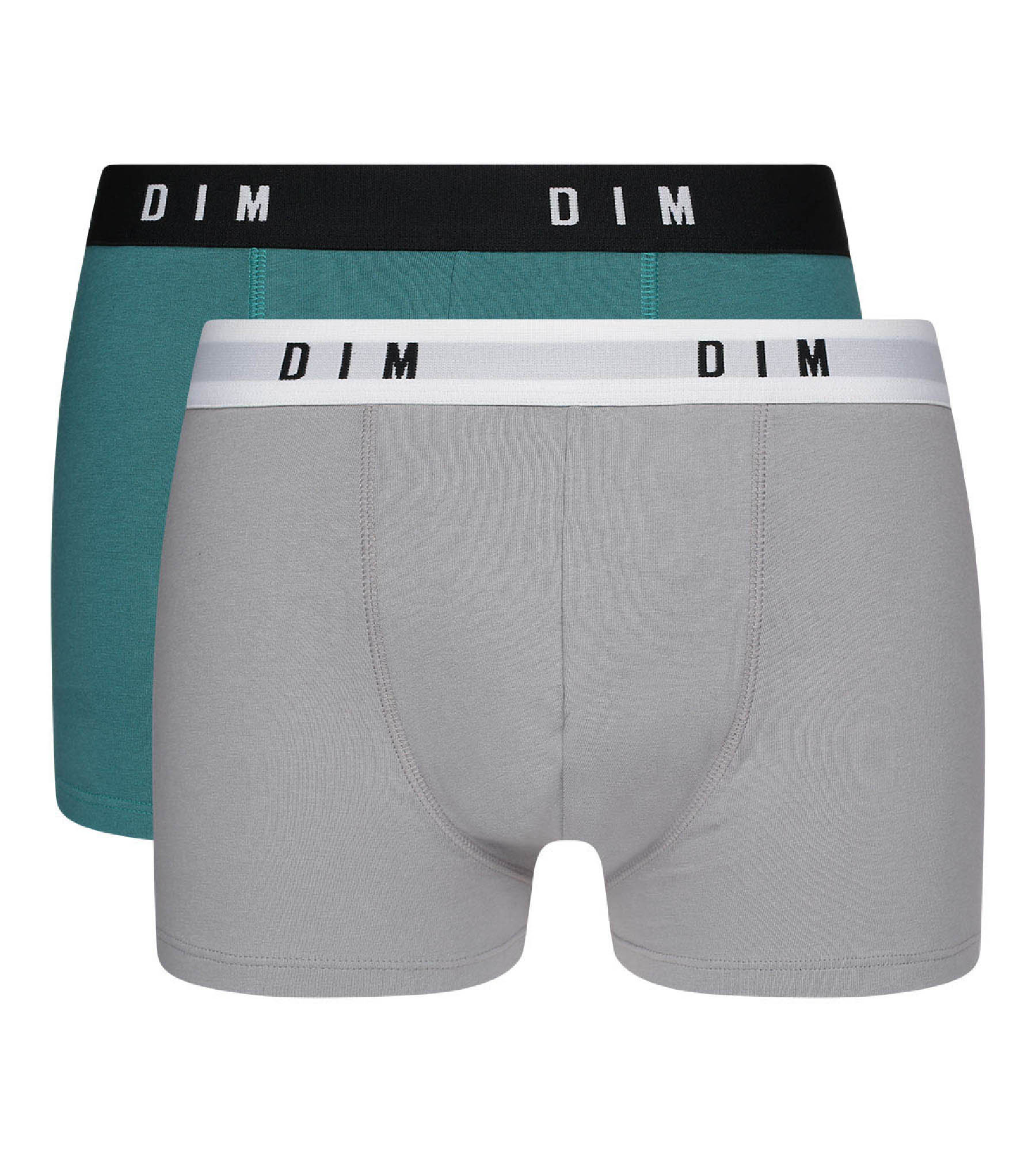 DIM Dim Originals Pack of 2 men's boxers in stretch cotton in steel emerald green