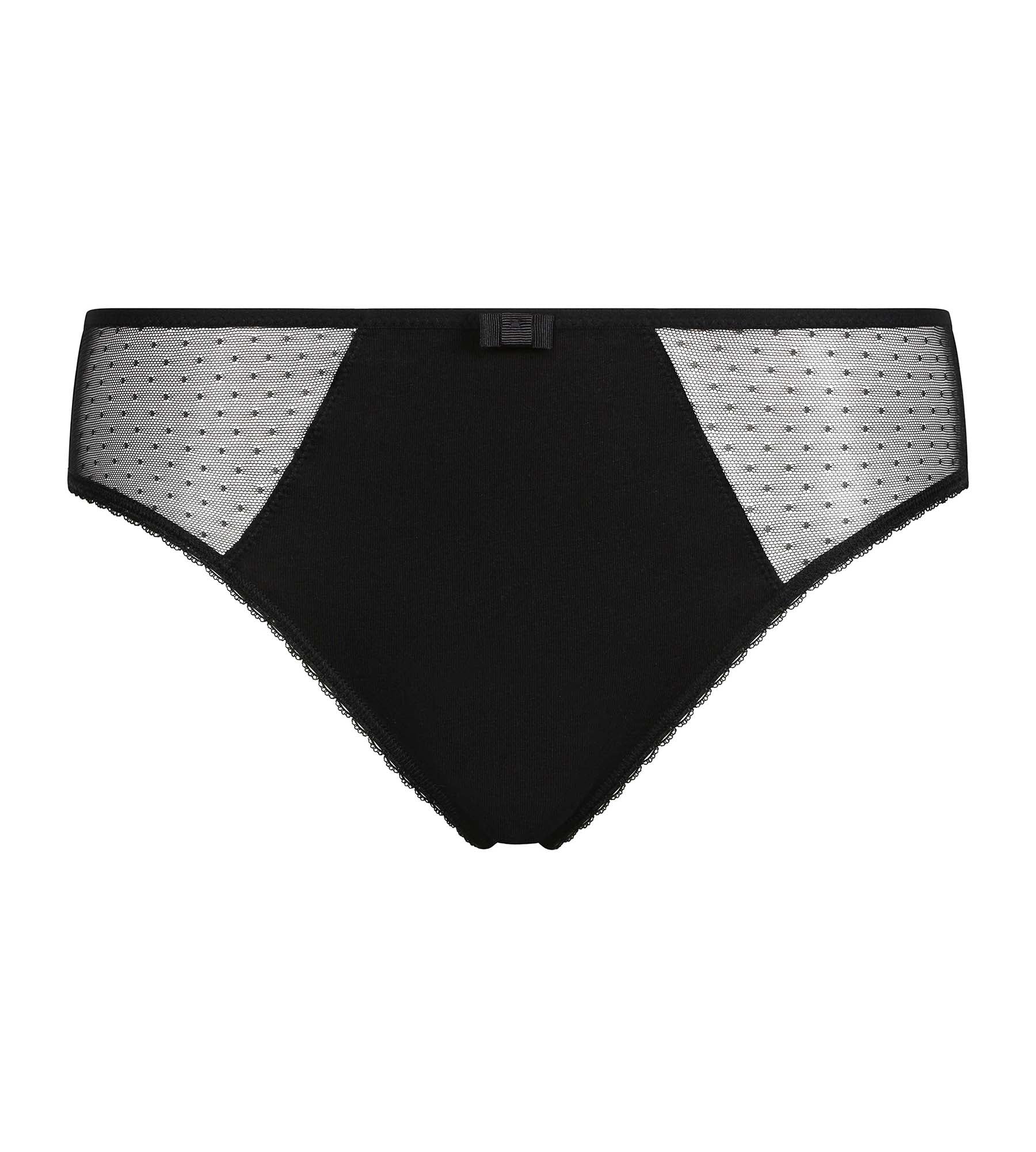 DIM Women's organic cotton and plumetis tulle briefs Noire Generous Dim