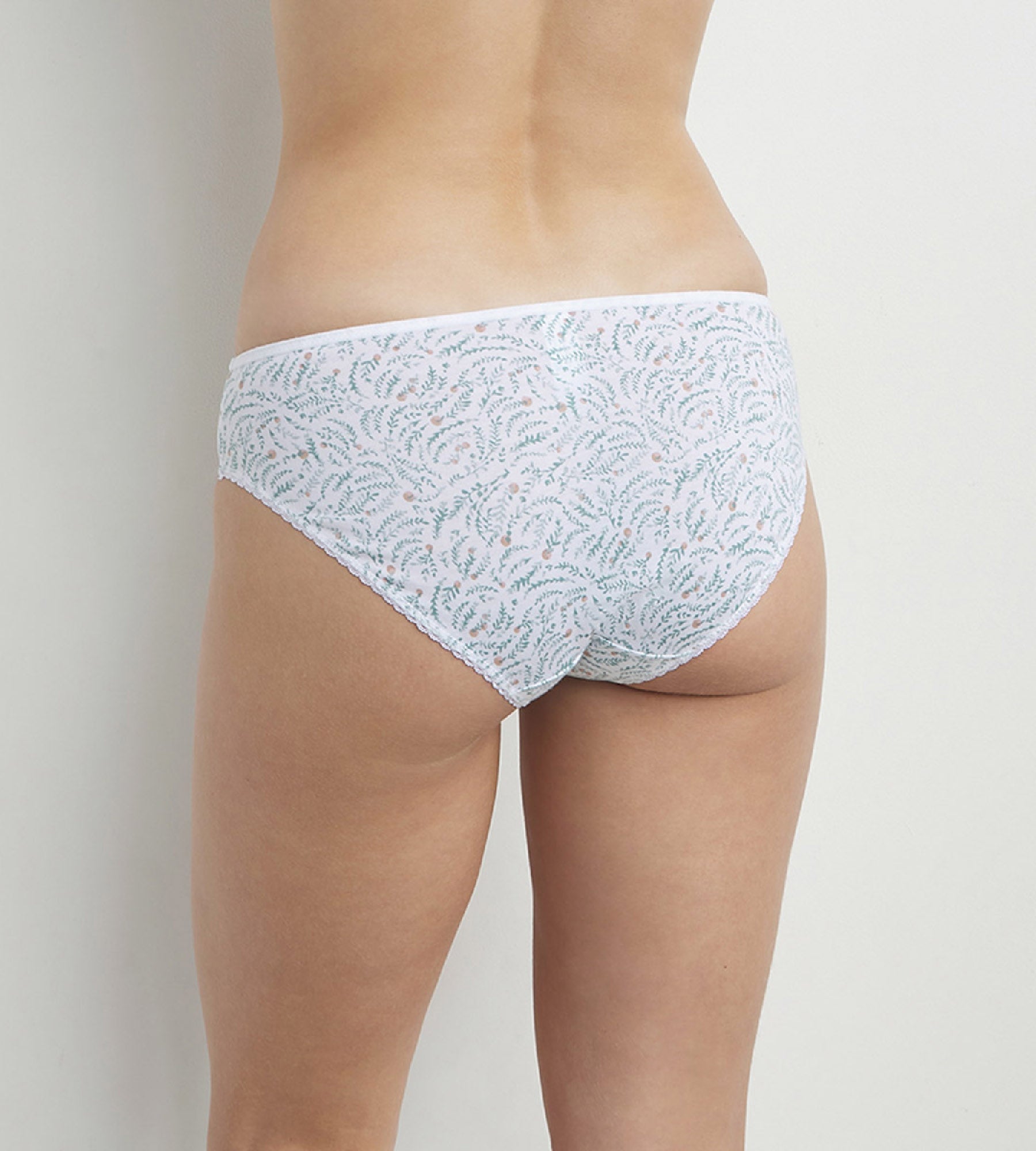 DIM Women's cotton and tulle briefs with vegetal pattern White Generous Organic Cotton