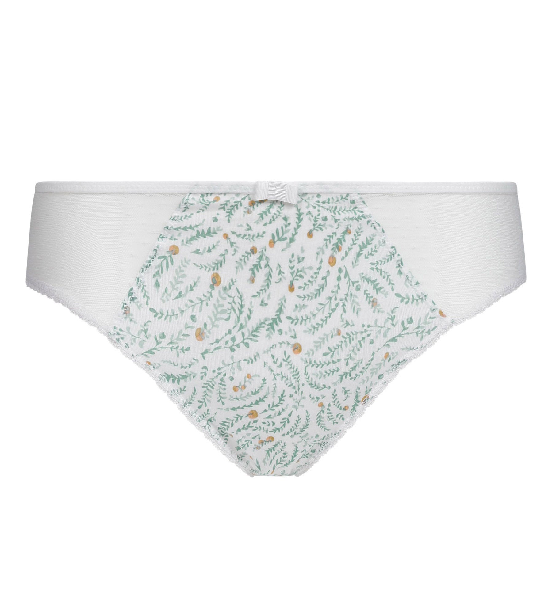 DIM Women's cotton and tulle briefs with vegetal pattern White Generous Organic Cotton