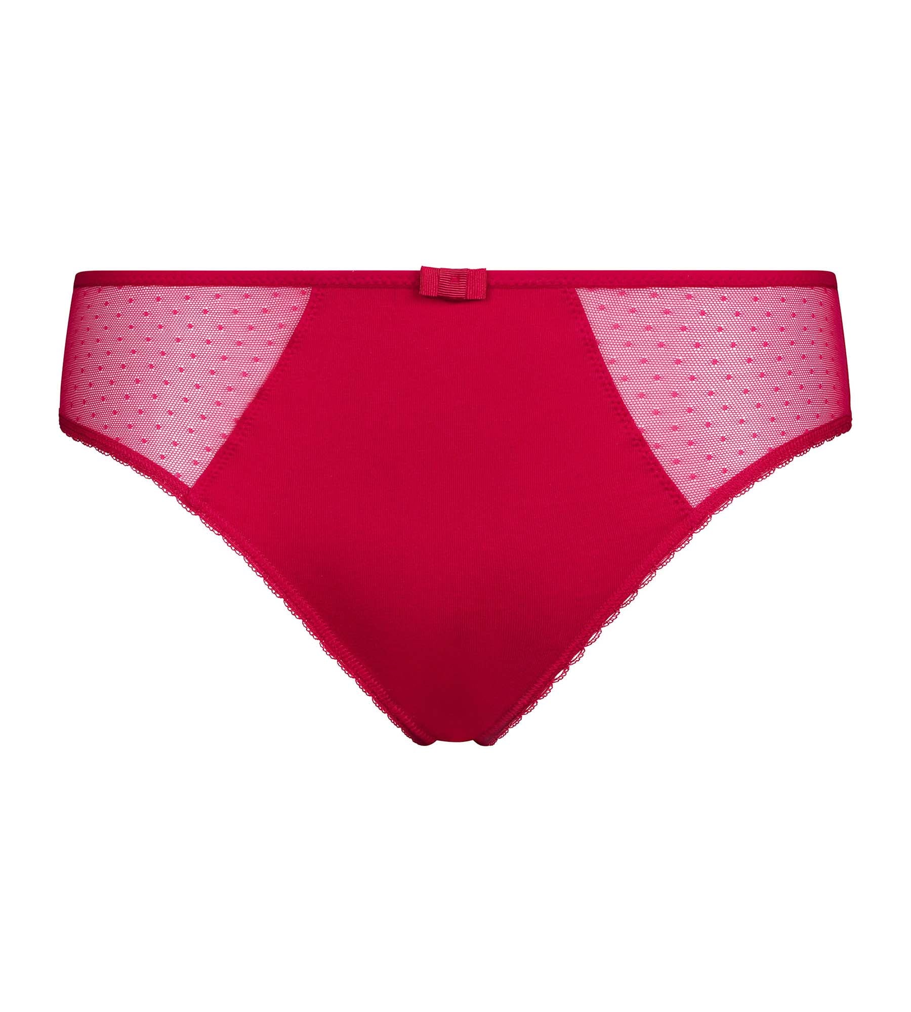 DIM Women's organic cotton and tulle plumetis panties Rouge Cerise Generous Dim