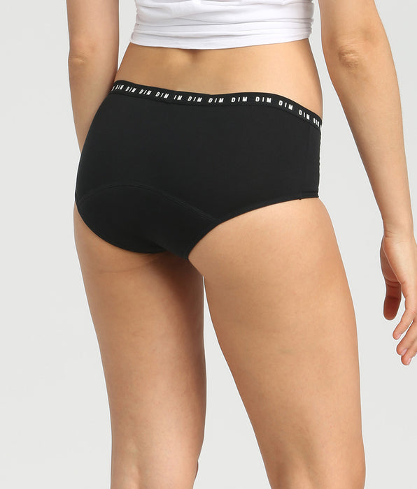 DIM Black washable period shorty in cotton - medium flow Dim Protect