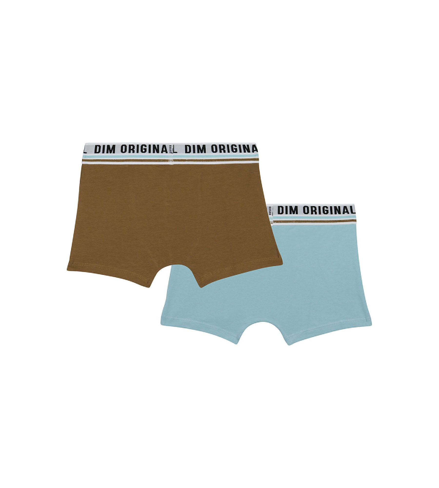 DIM Dim Originals Pack of 2 Blue Brown stretch cotton boxers with a retro waistband