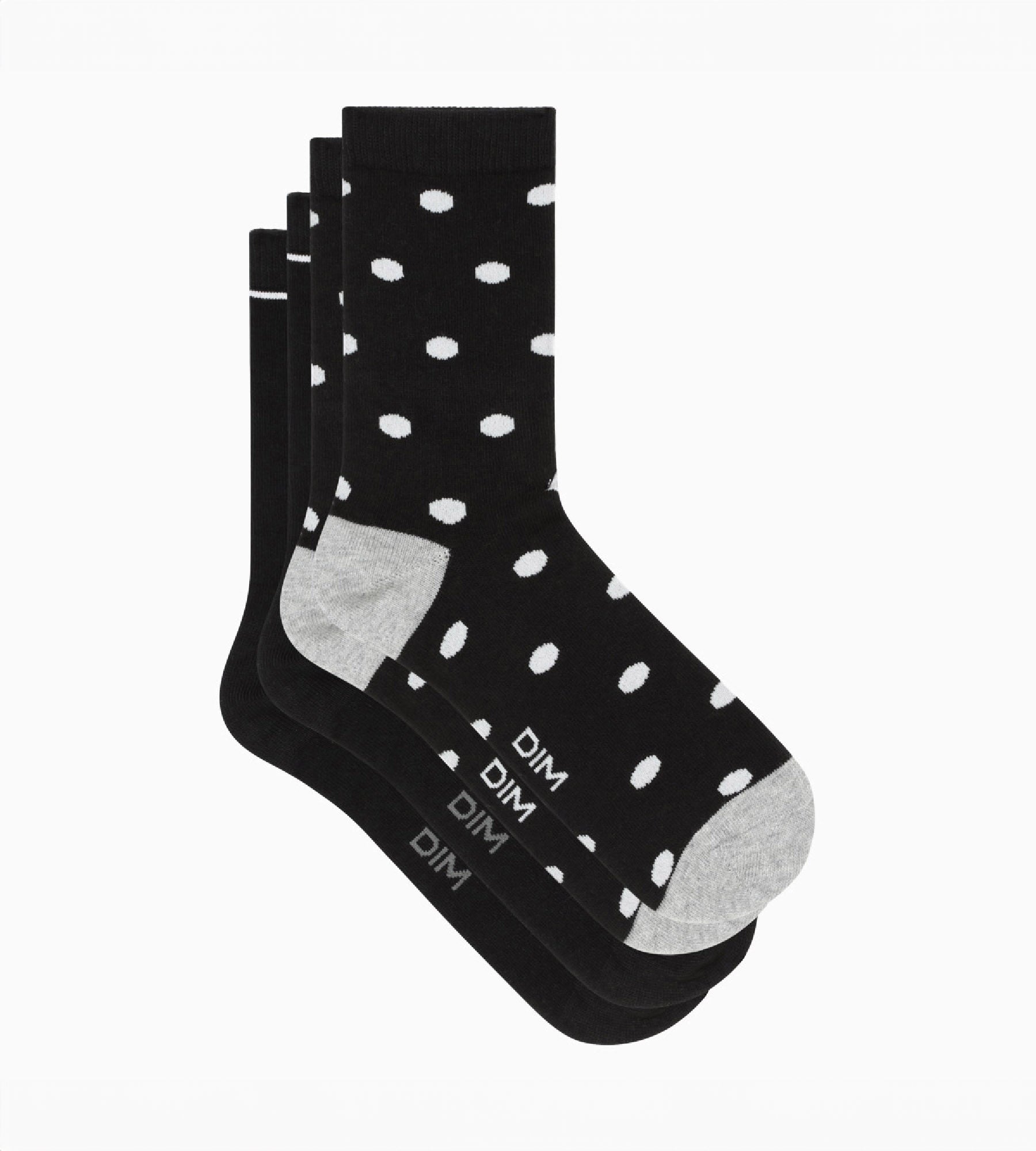 DIM Pack of 2 pairs of women's socks Black with large polka dots Dim Coton Style