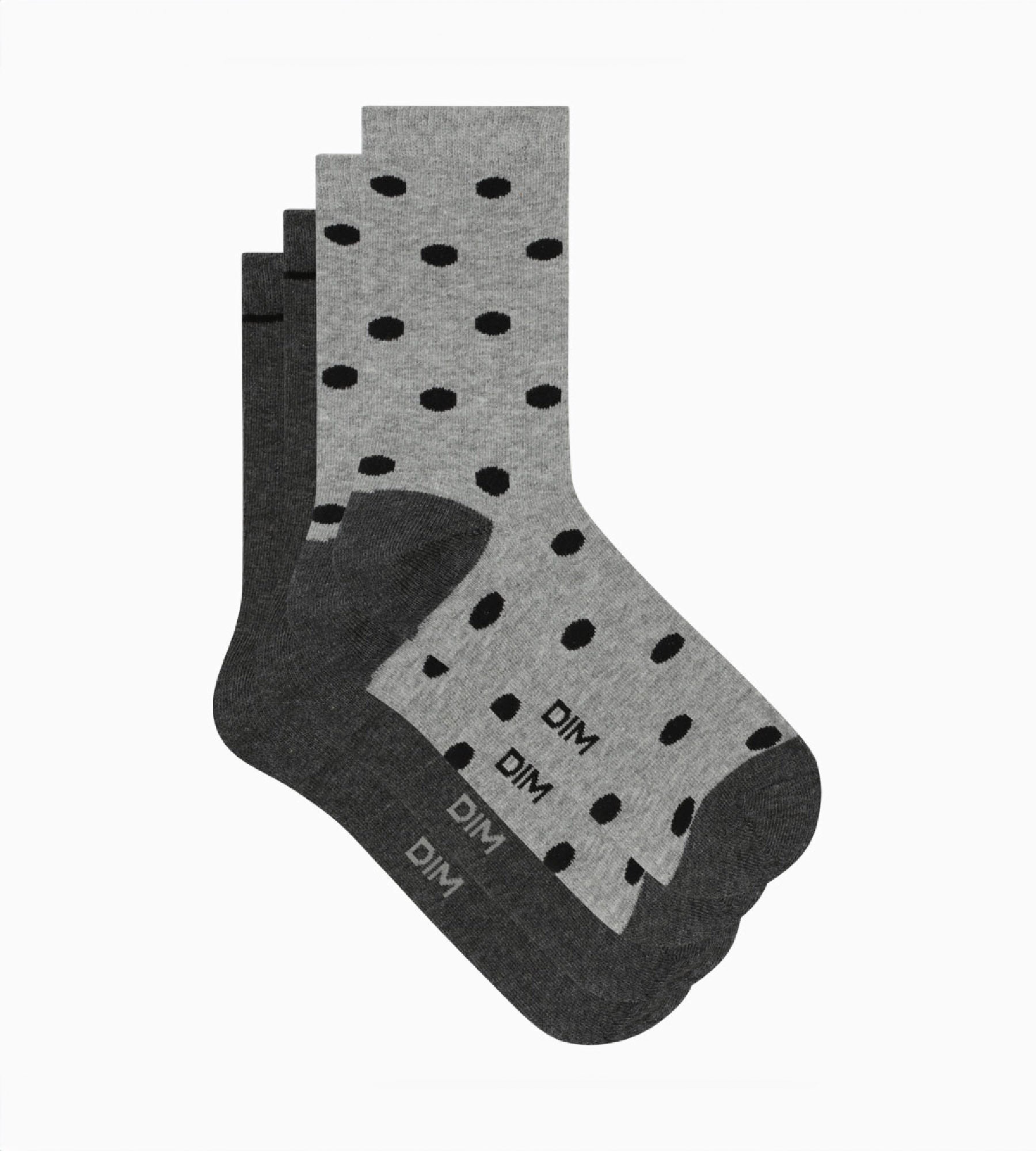 DIM Pack of 2 pairs of women's socks grey with large polka dots Dim Coton Style