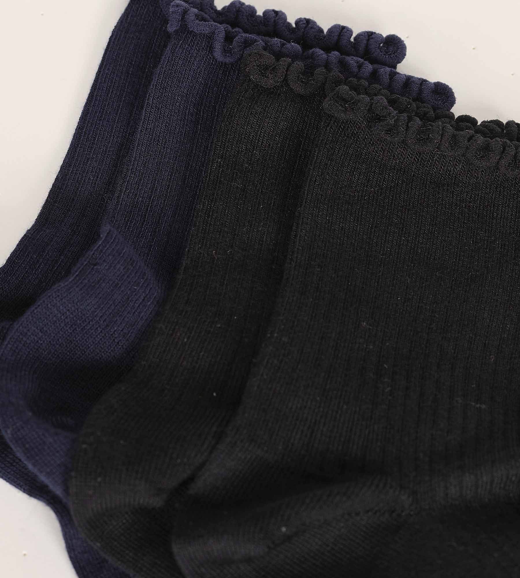 DIM Pack of 2 pairs of women's socks with ruffles Black Navy Dim Modal