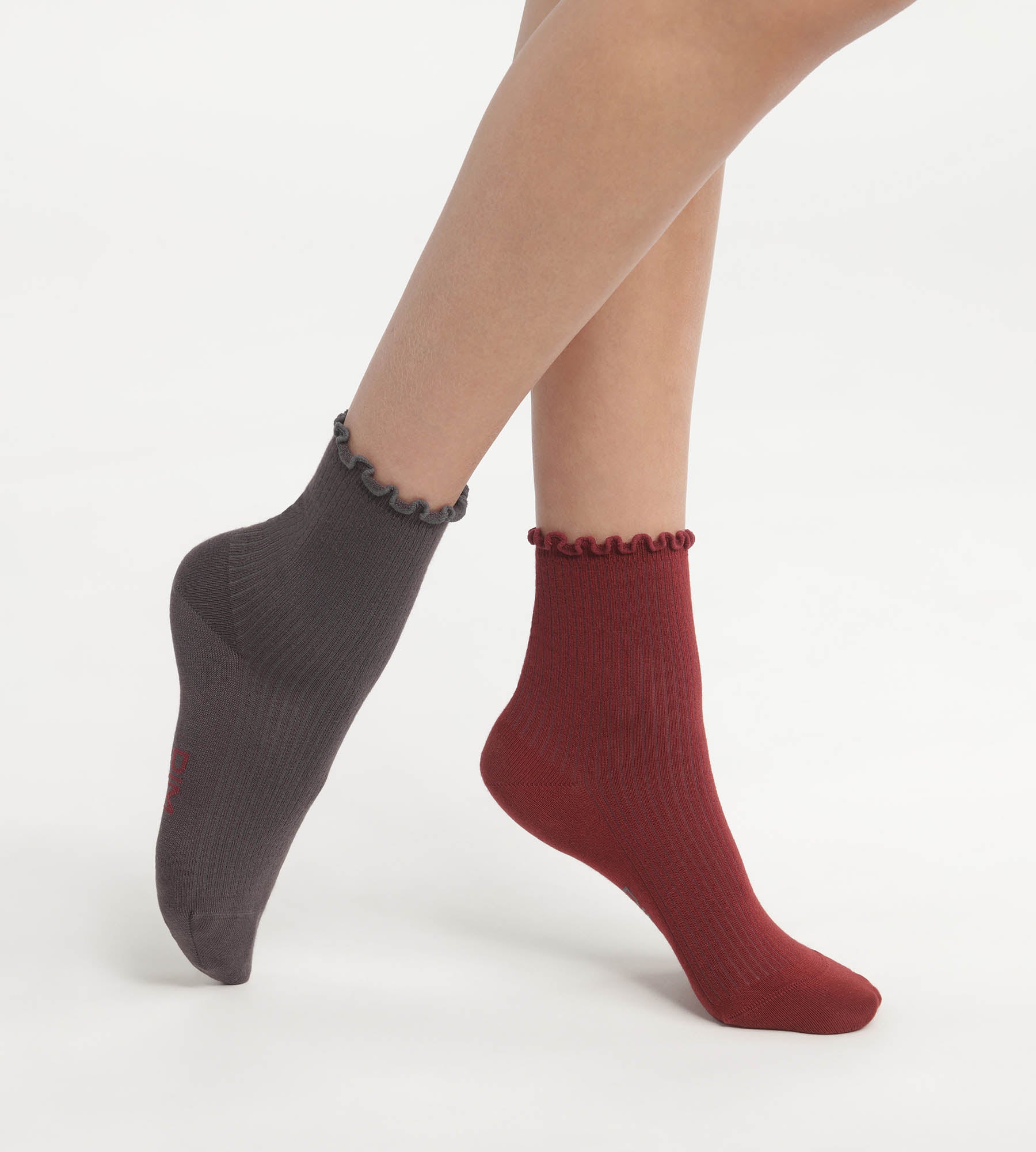DIM Pack of 2 Red Dim Modal Women's Ruffle Socks
