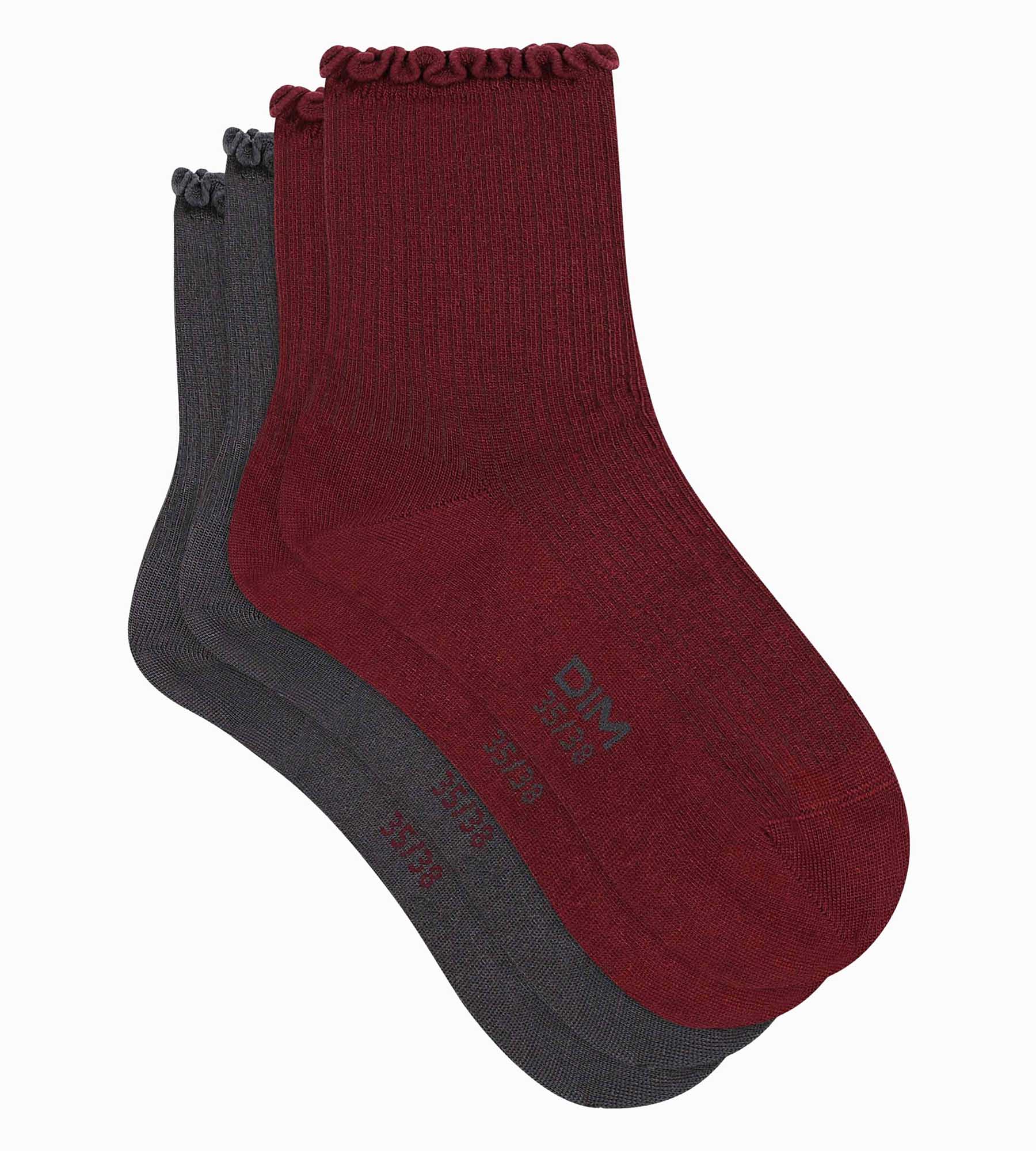 DIM Pack of 2 Red Dim Modal Women's Ruffle Socks