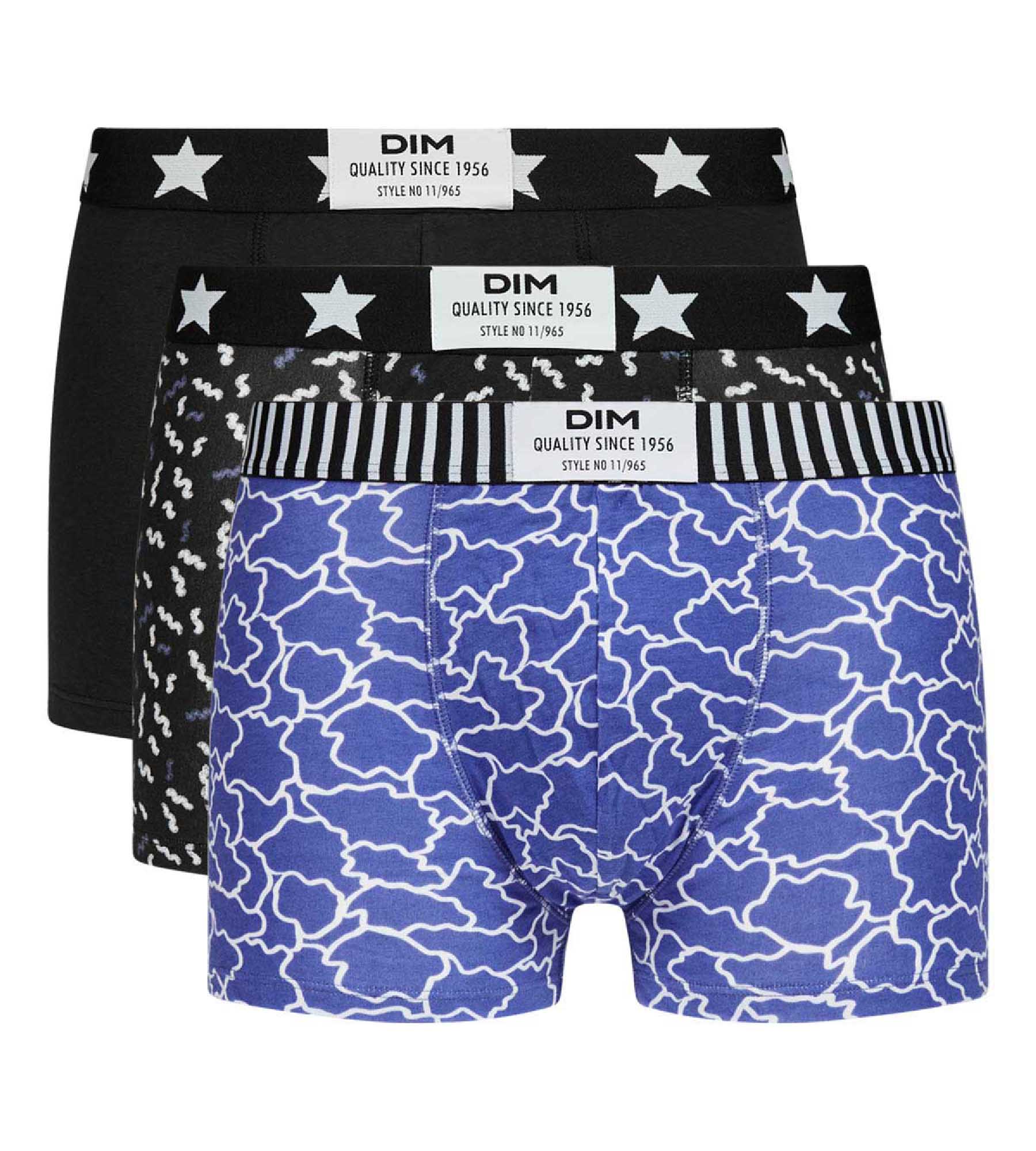 DIM Pack of 3 men's Dim Vibes blue black cloud pattern boxers
