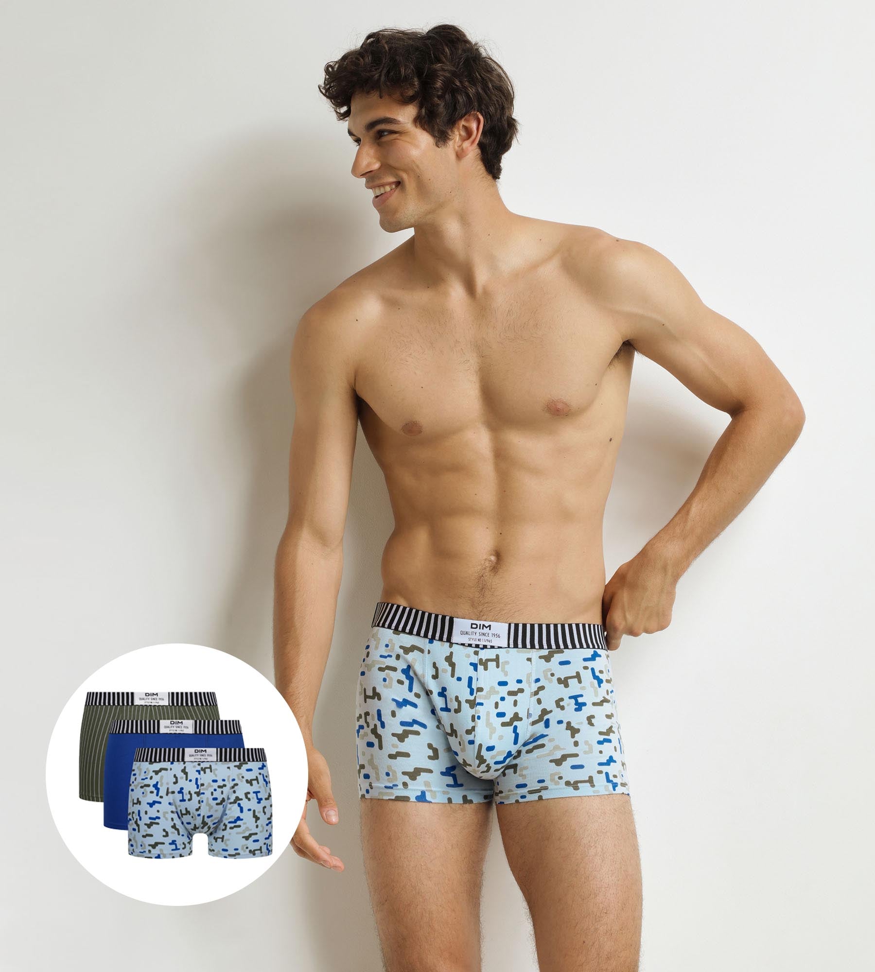 DIM Pack of 3 Men's Black Blue Khaki Dim Vibes Boxer Briefs