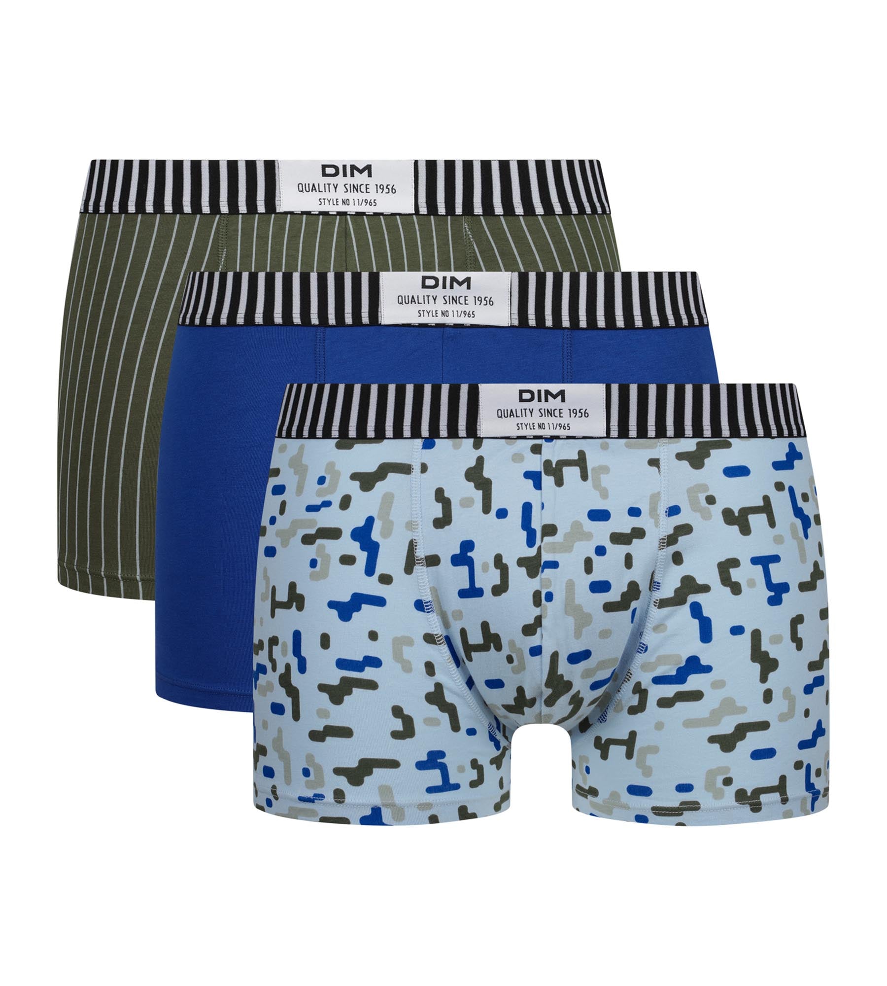 DIM Pack of 3 Men's Black Blue Khaki Dim Vibes Boxer Briefs