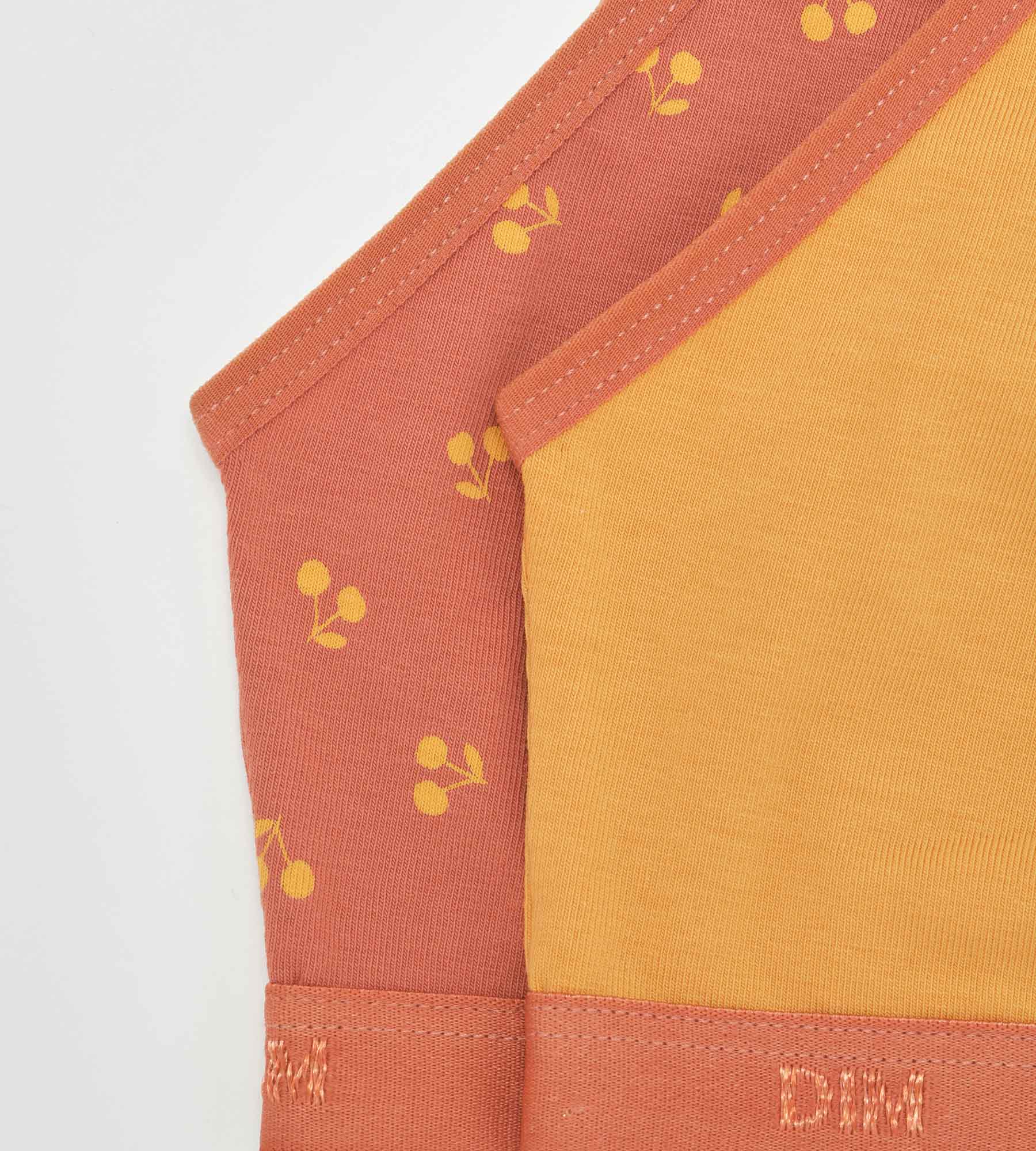DIM Pack of 2 girls' cotton bralettes in yellow with cherry pattern Les Pockets