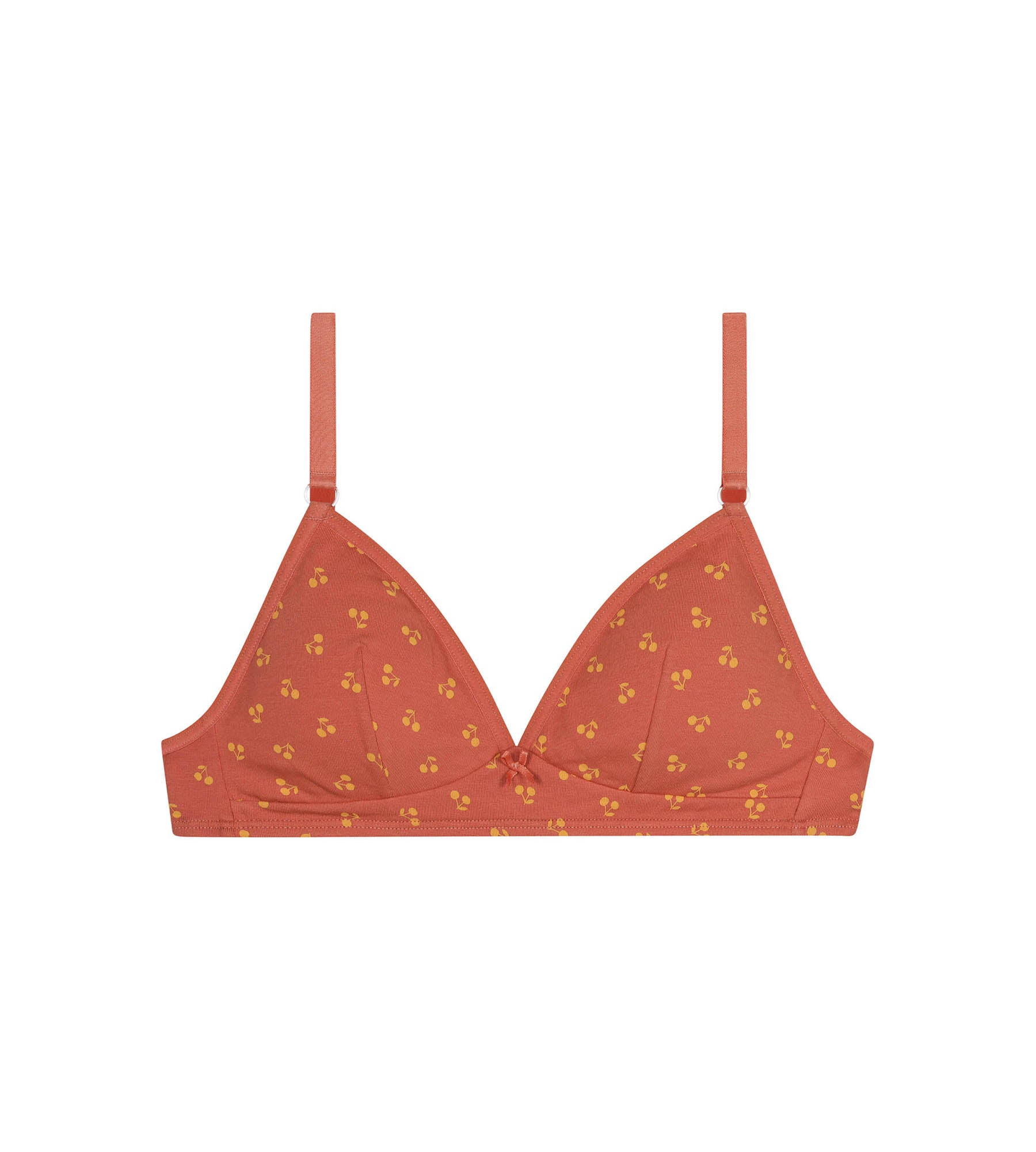 DIM Triangle bra in yellow with cherry pattern Les Pockets