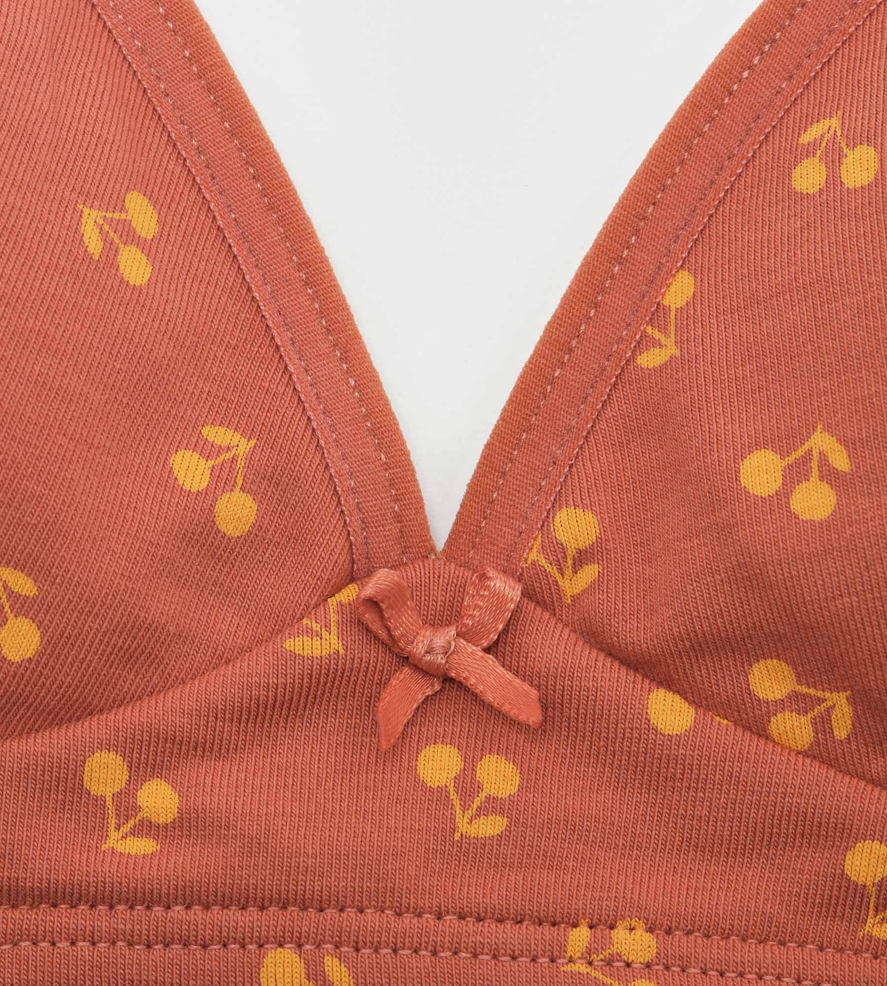 DIM Triangle bra in yellow with cherry pattern Les Pockets