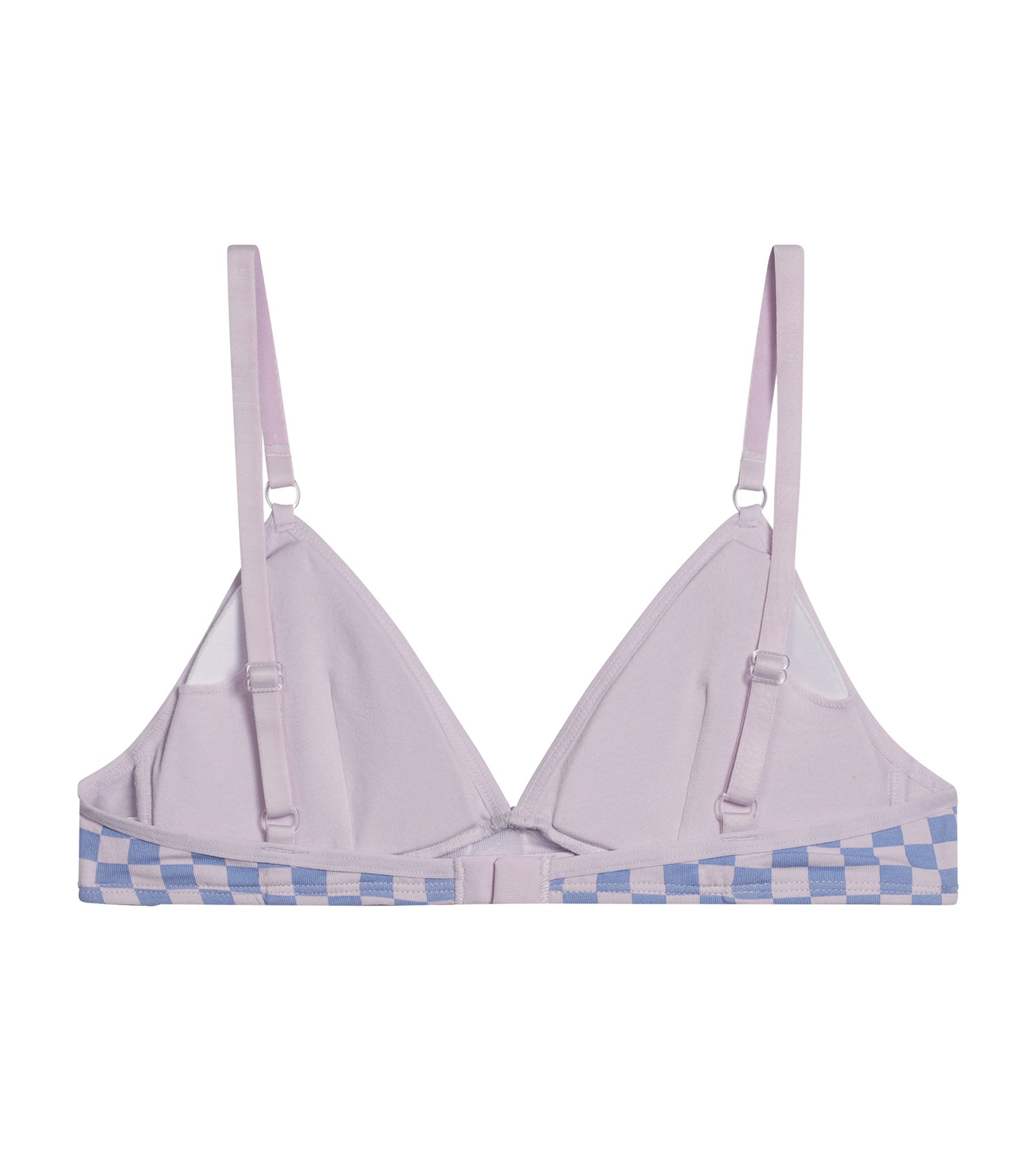 DIM Girl's triangle bra stretch cotton Lila checkerboard Les Pockets