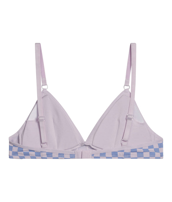 DIM Girl's triangle bra stretch cotton Lila checkerboard Les Pockets