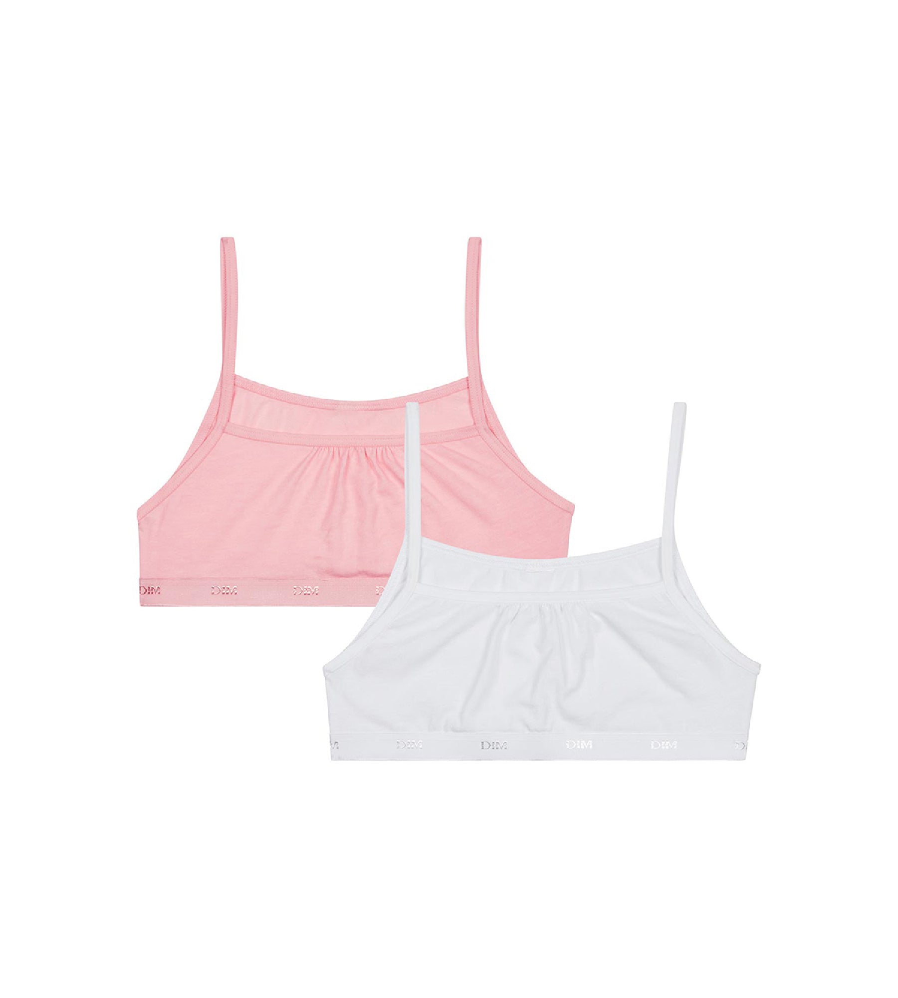 DIM Les Pockets Ecodim Pack of 2 Pink White girls' stretch cotton bras