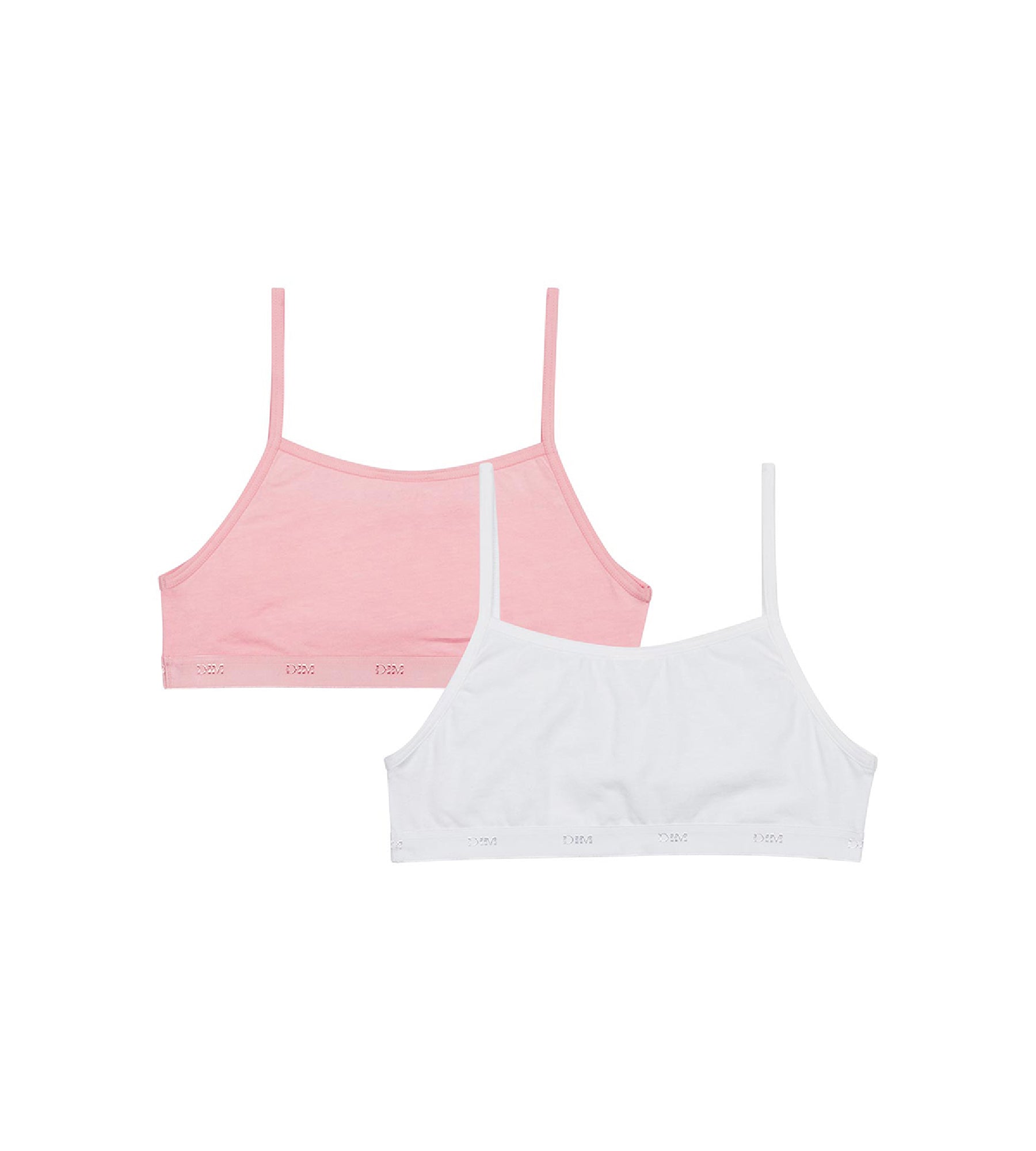 DIM Les Pockets Ecodim Pack of 2 Pink White girls' stretch cotton bras