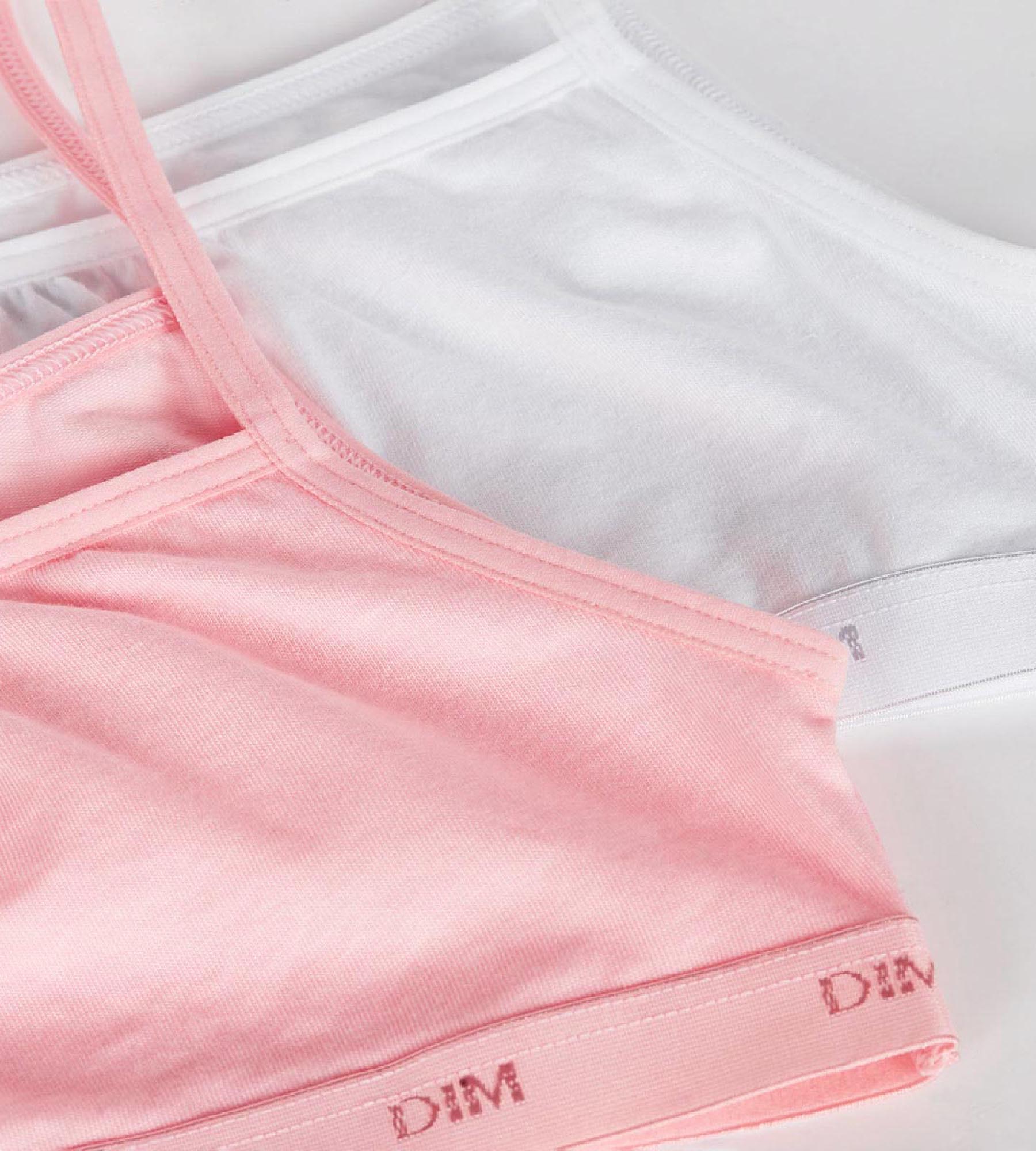 DIM Les Pockets Ecodim Pack of 2 Pink White girls' stretch cotton bras
